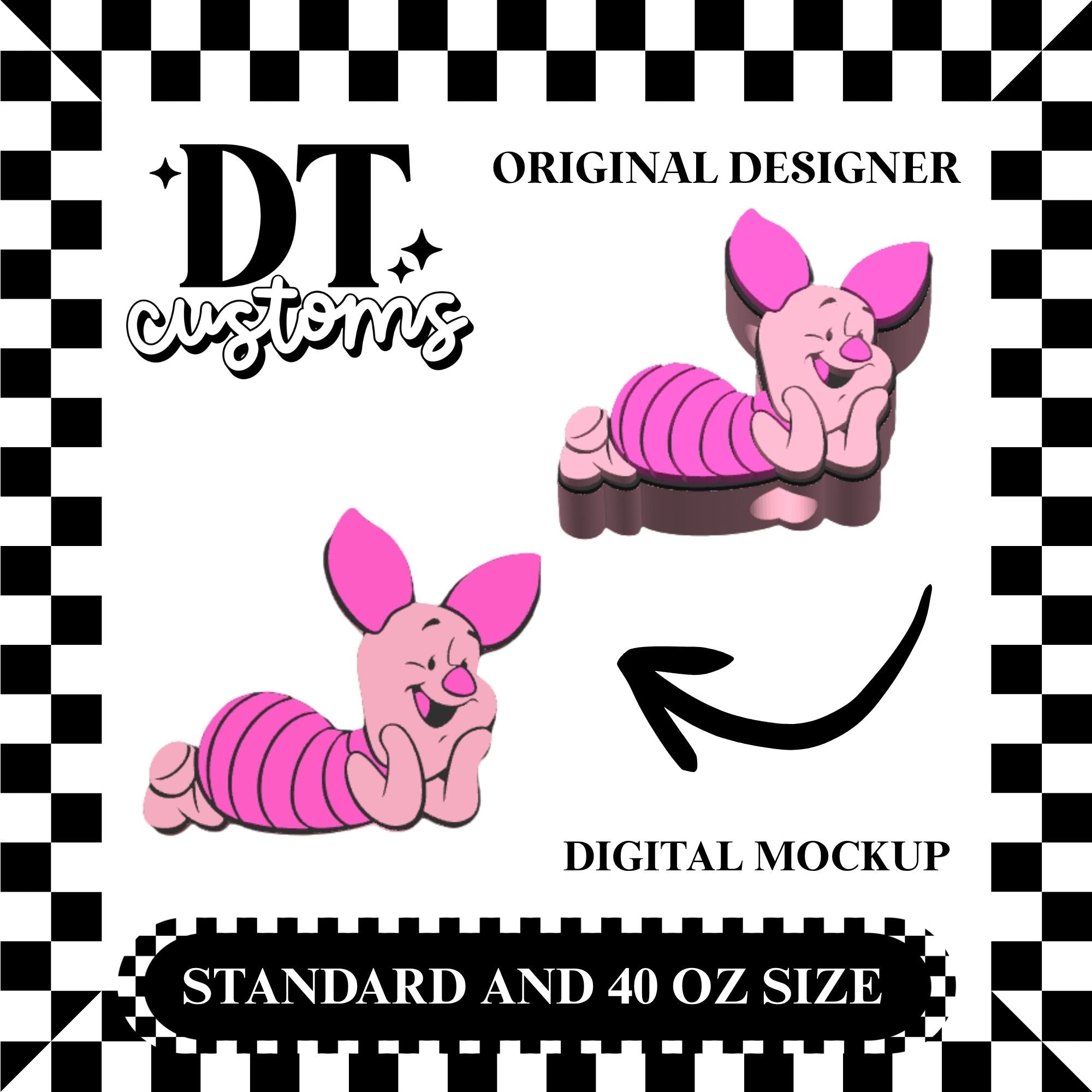 Wholesale Cute Pig Straw Topper Designed By DT Customs