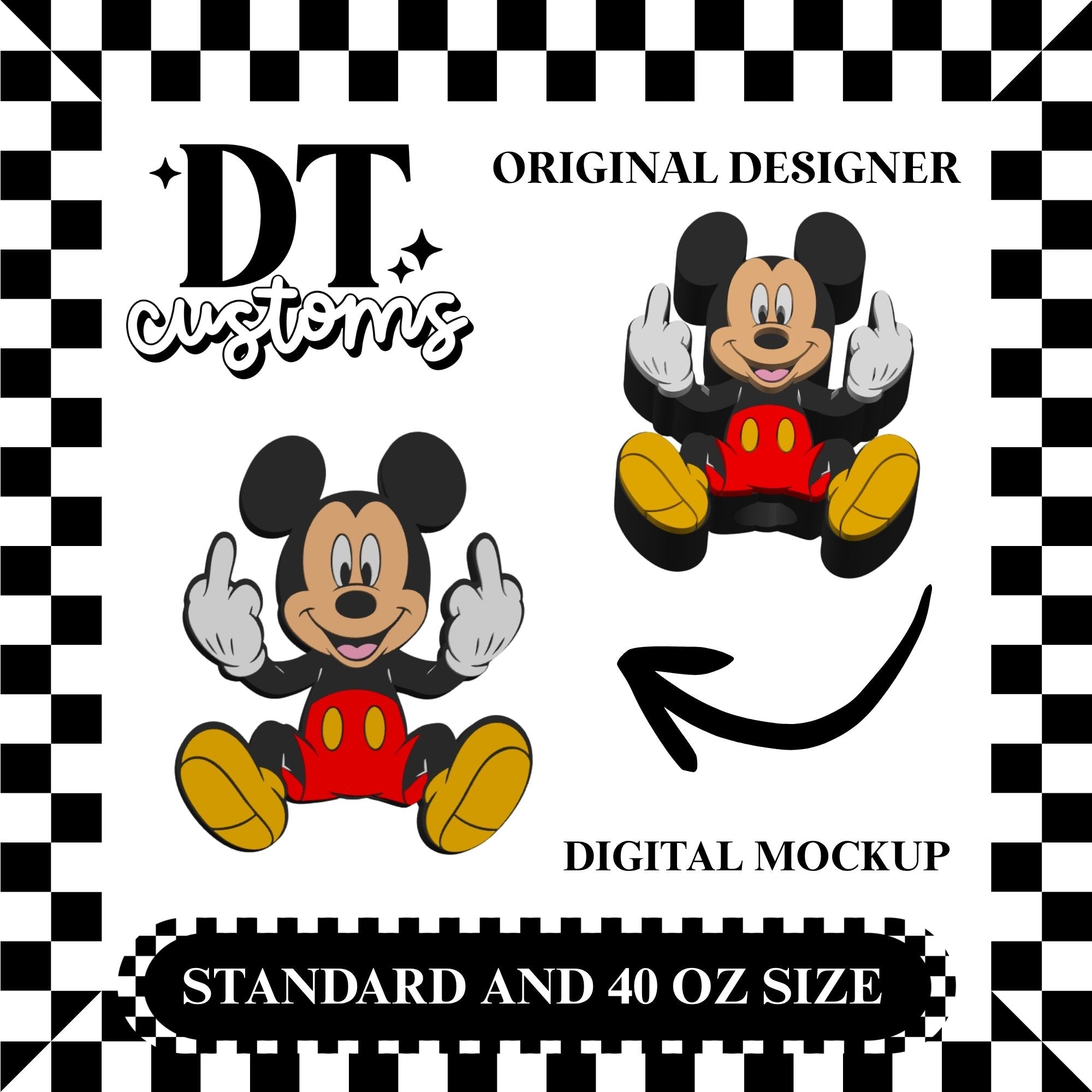 Wholesale F You Boy Mouse Straw Topper Designed By DT Customs
