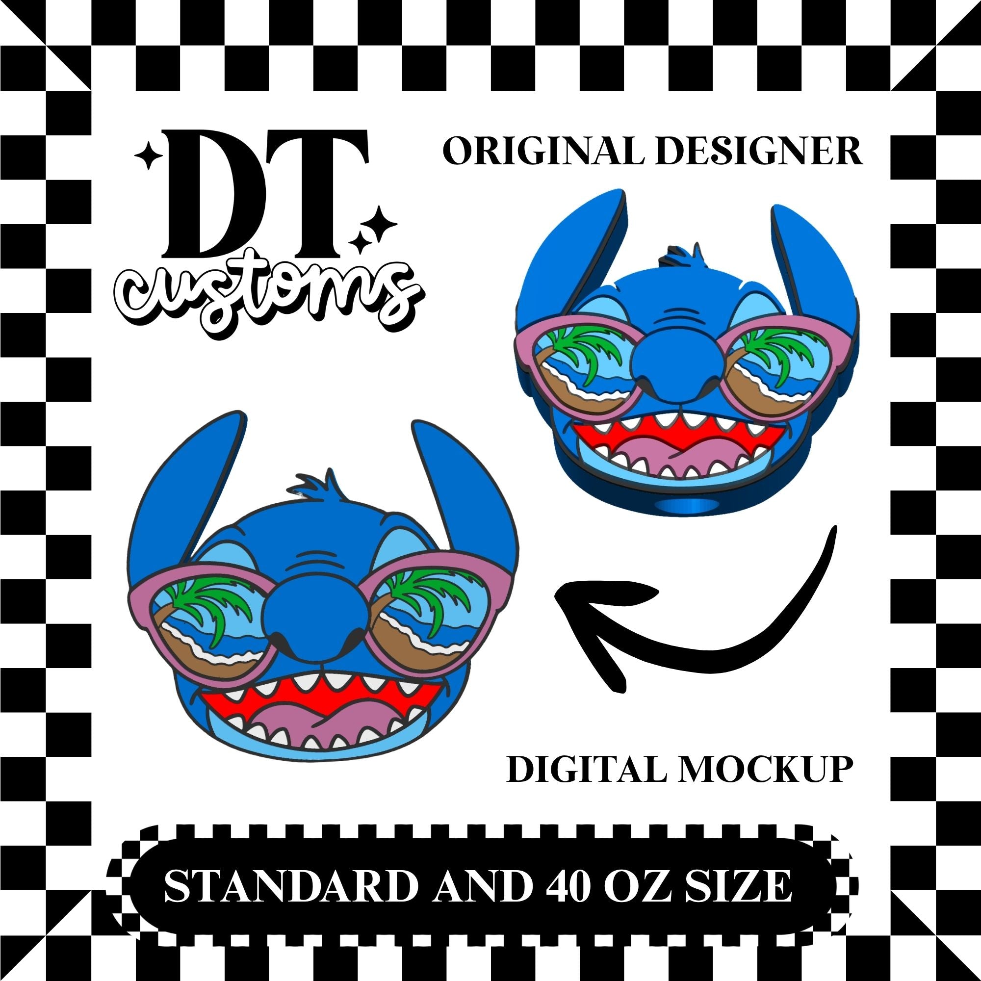 Wholesale Summer Blue Alien Straw Topper Designed By DT Customs