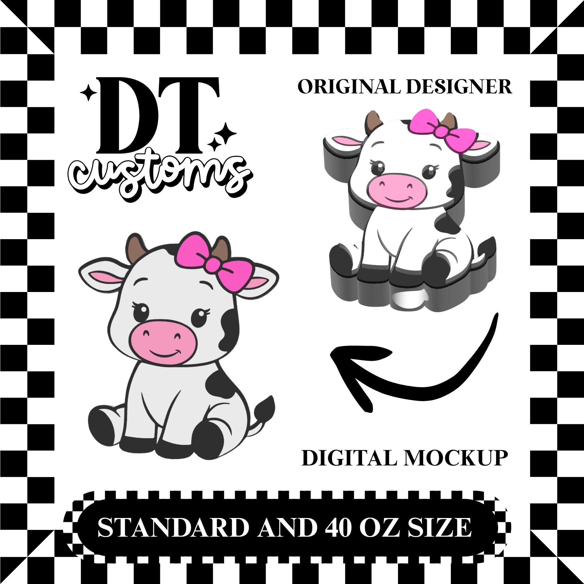 Wholesale Cute Girly Highland Cow Straw Topper Designed By DT Customs
