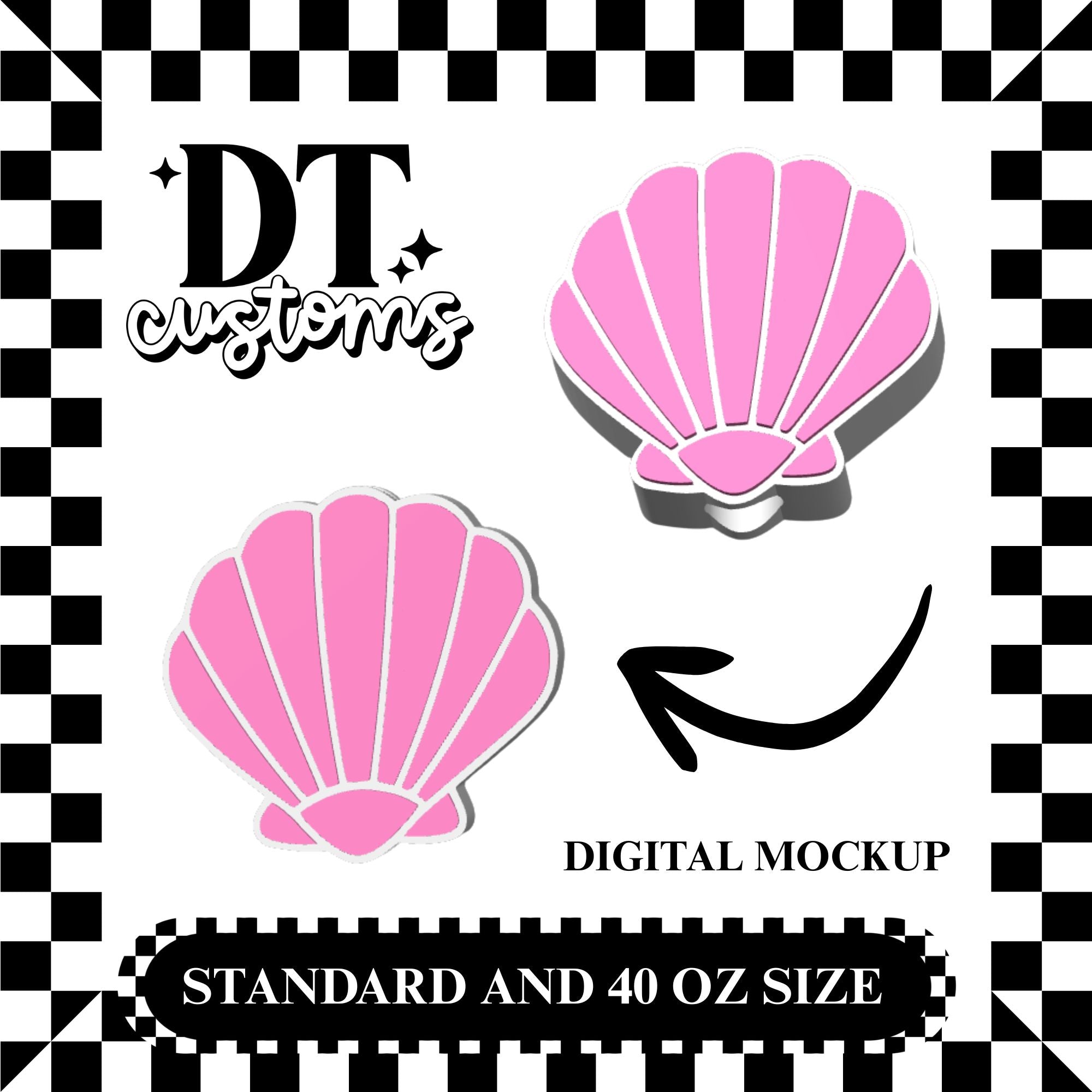 Wholesale Pink/White Seashell 3D Straw Topper