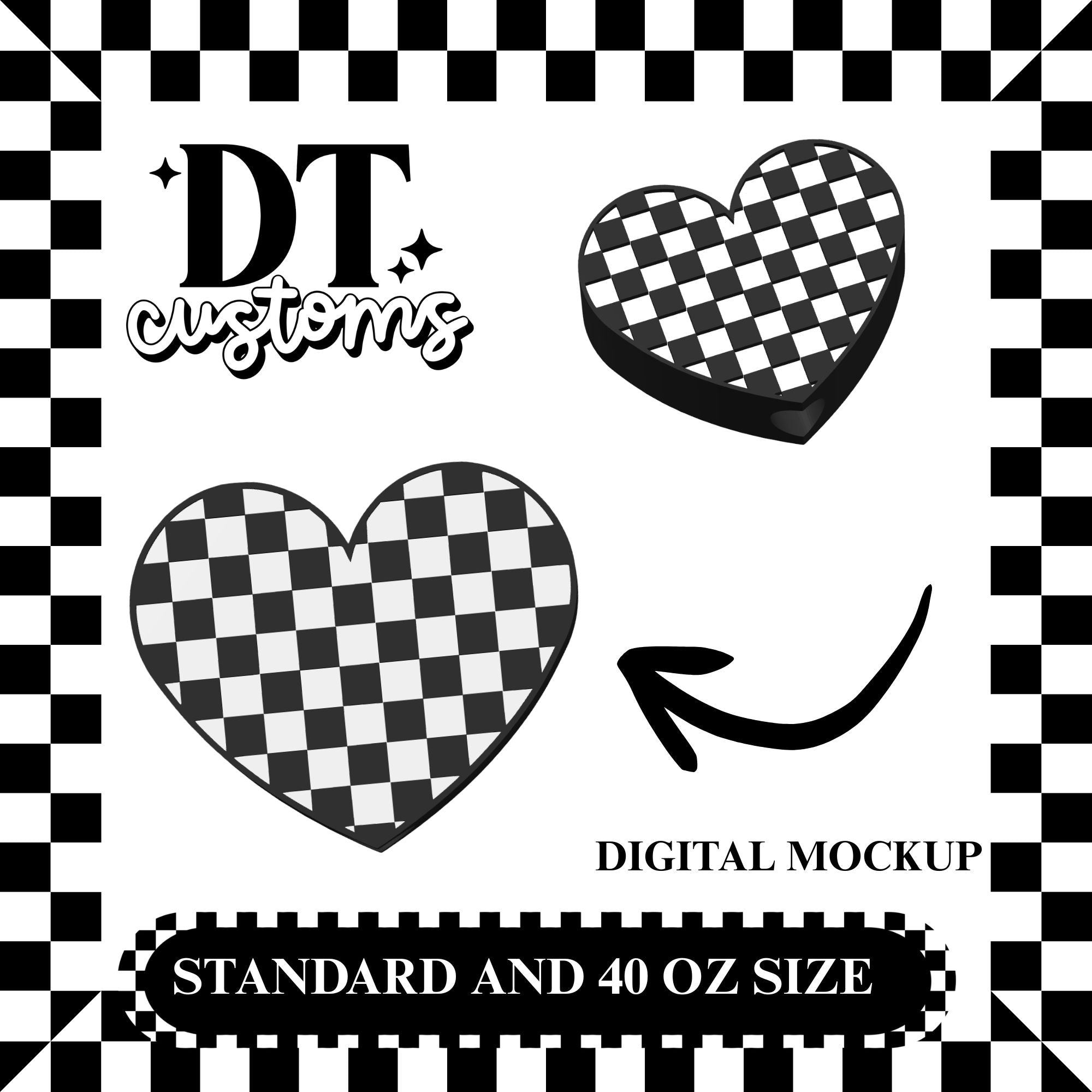 Wholesale Checker Heart 3D Straw Topper