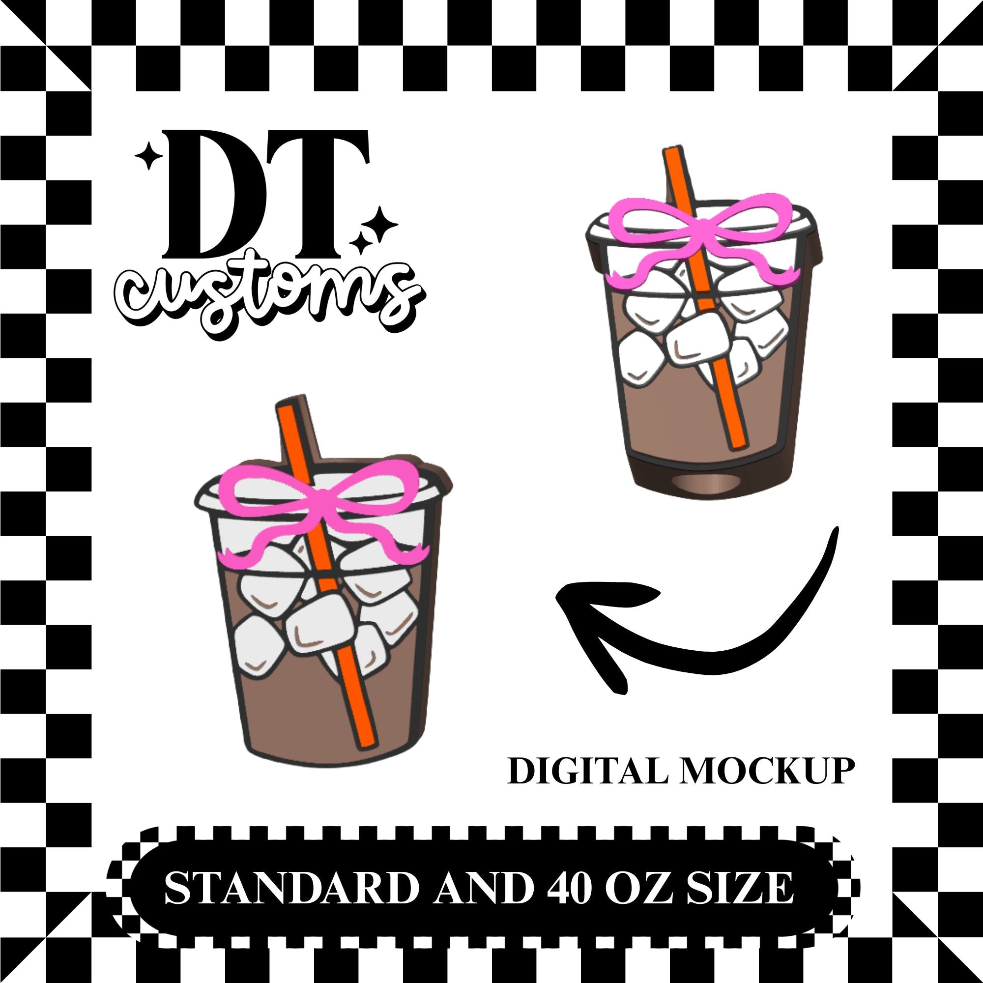 Wholesale Orange Straw Iced Coffee Coquette 3D Straw Topper