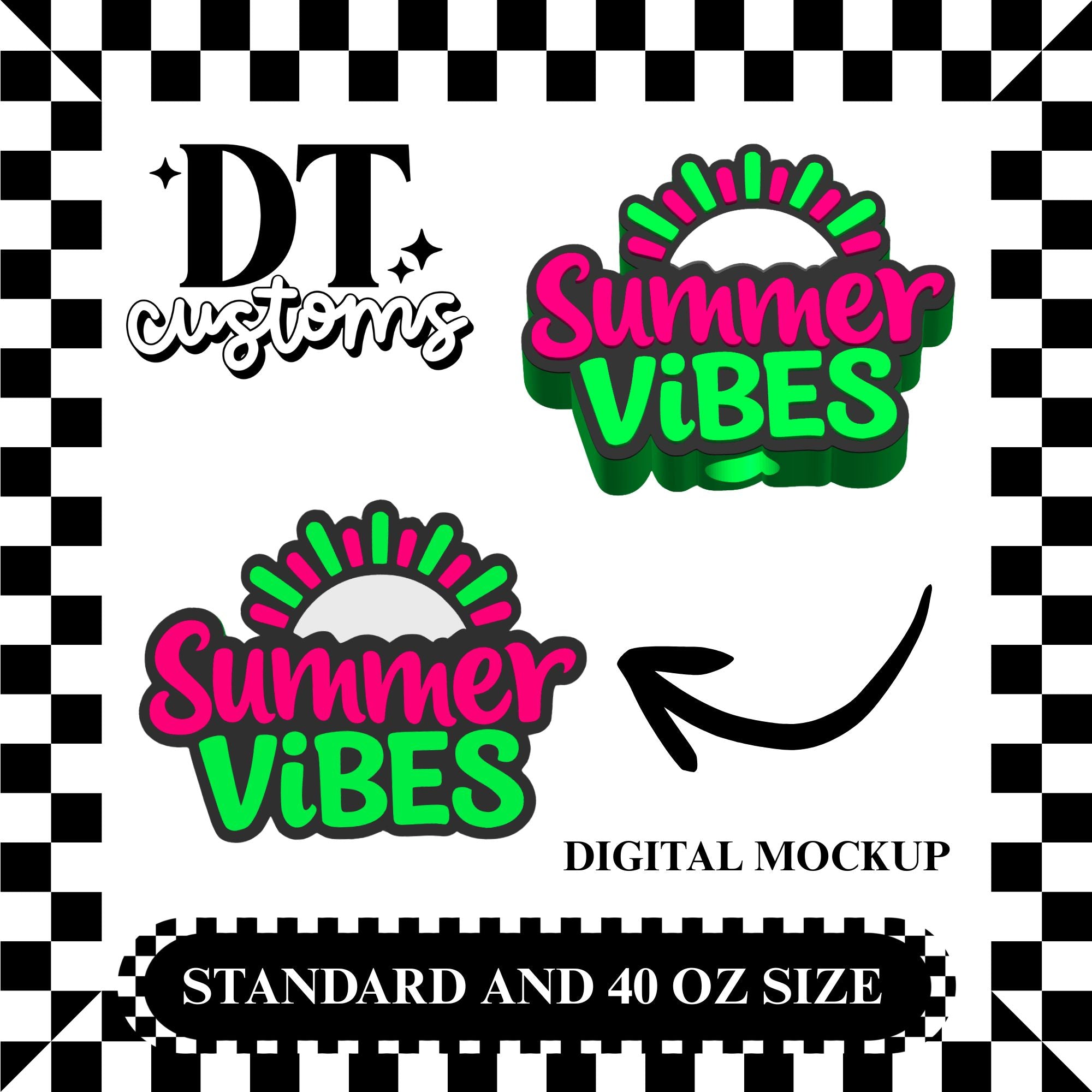 Wholesale Summer Vibes 3D Straw Topper