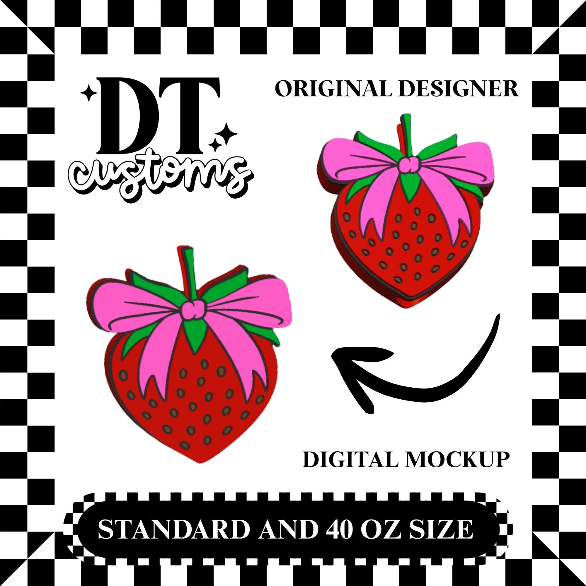 Wholesale Strawberry w/ Bow Straw Topper Designed By DT Customs