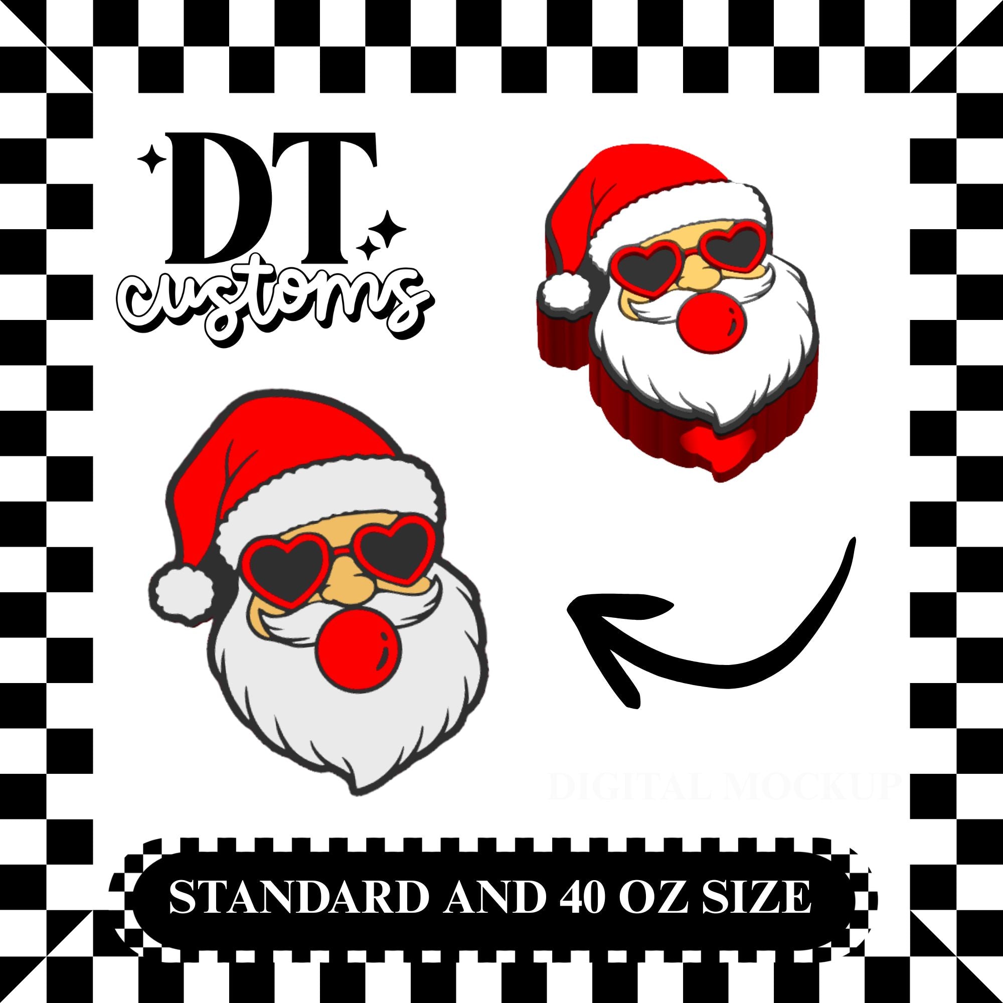 Wholesale Bubblegum Santa 3D Straw Topper
