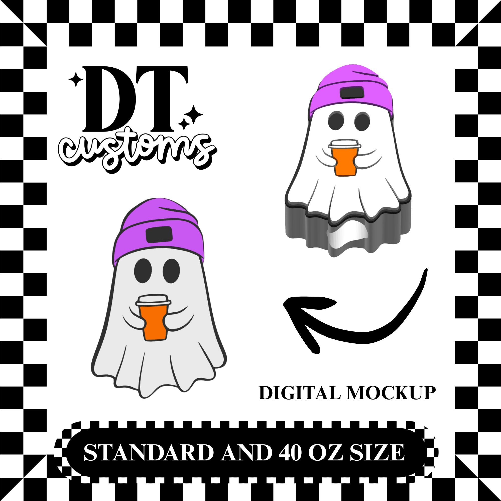Wholesale Cozy Coffee Ghostie 3D Straw Topper