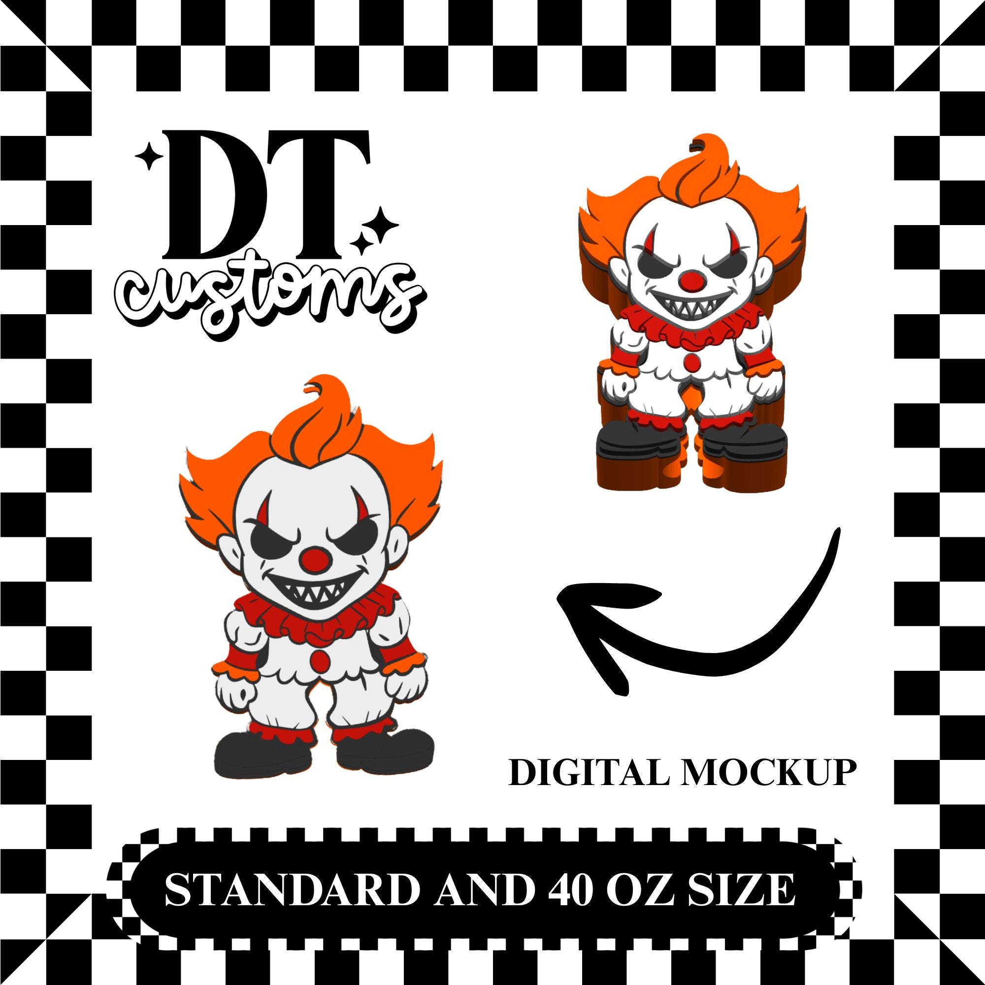 Wholesale Full Body Clown 3D Straw Topper