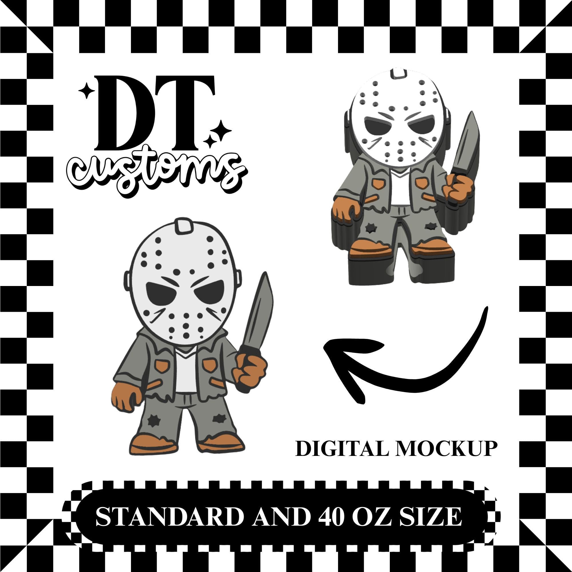 Wholesale Full Body Jason 3D Straw Topper