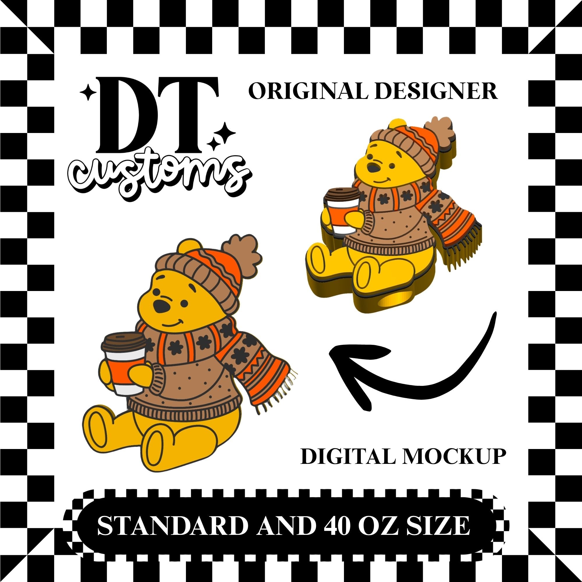 Wholesale Cozy Silly Bear Straw Topper Designed By DT Customs