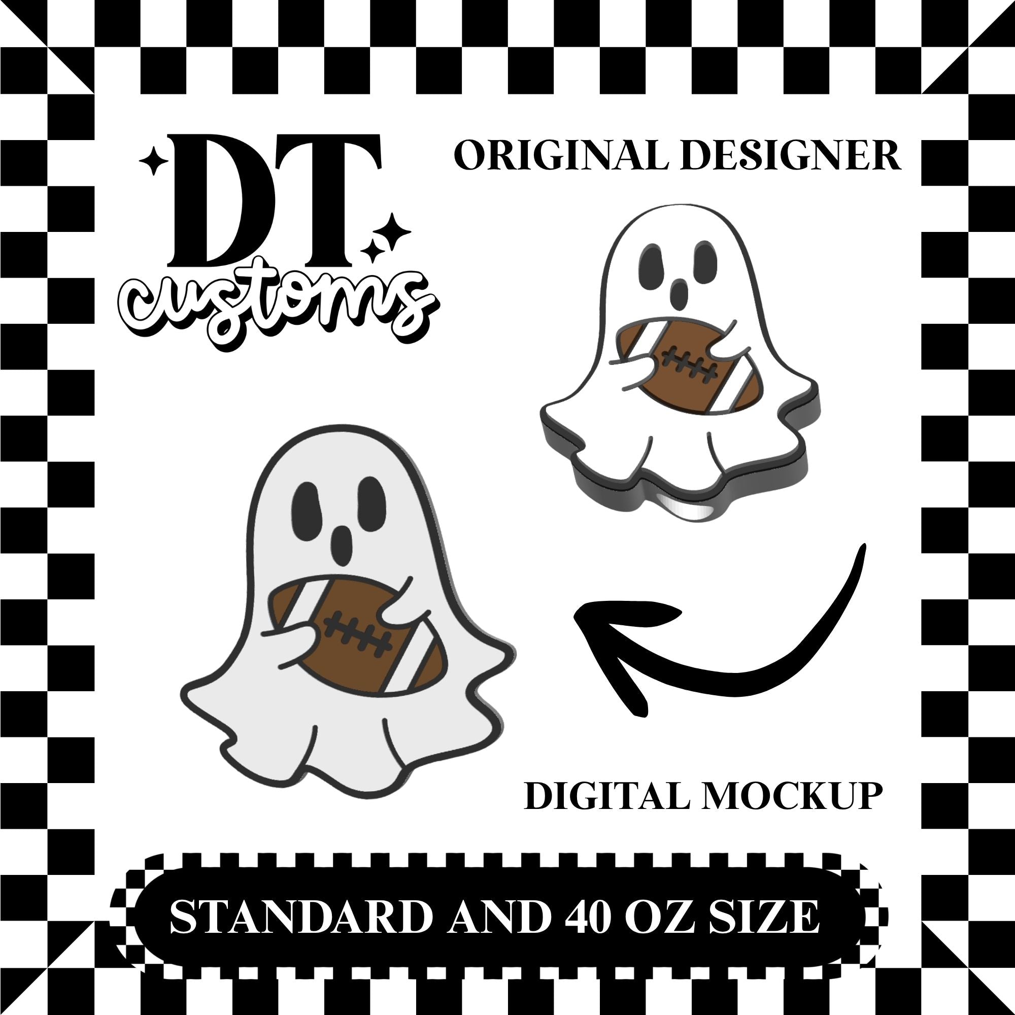 Wholesale Football Ghostie Straw Topper Designed By DT Customs