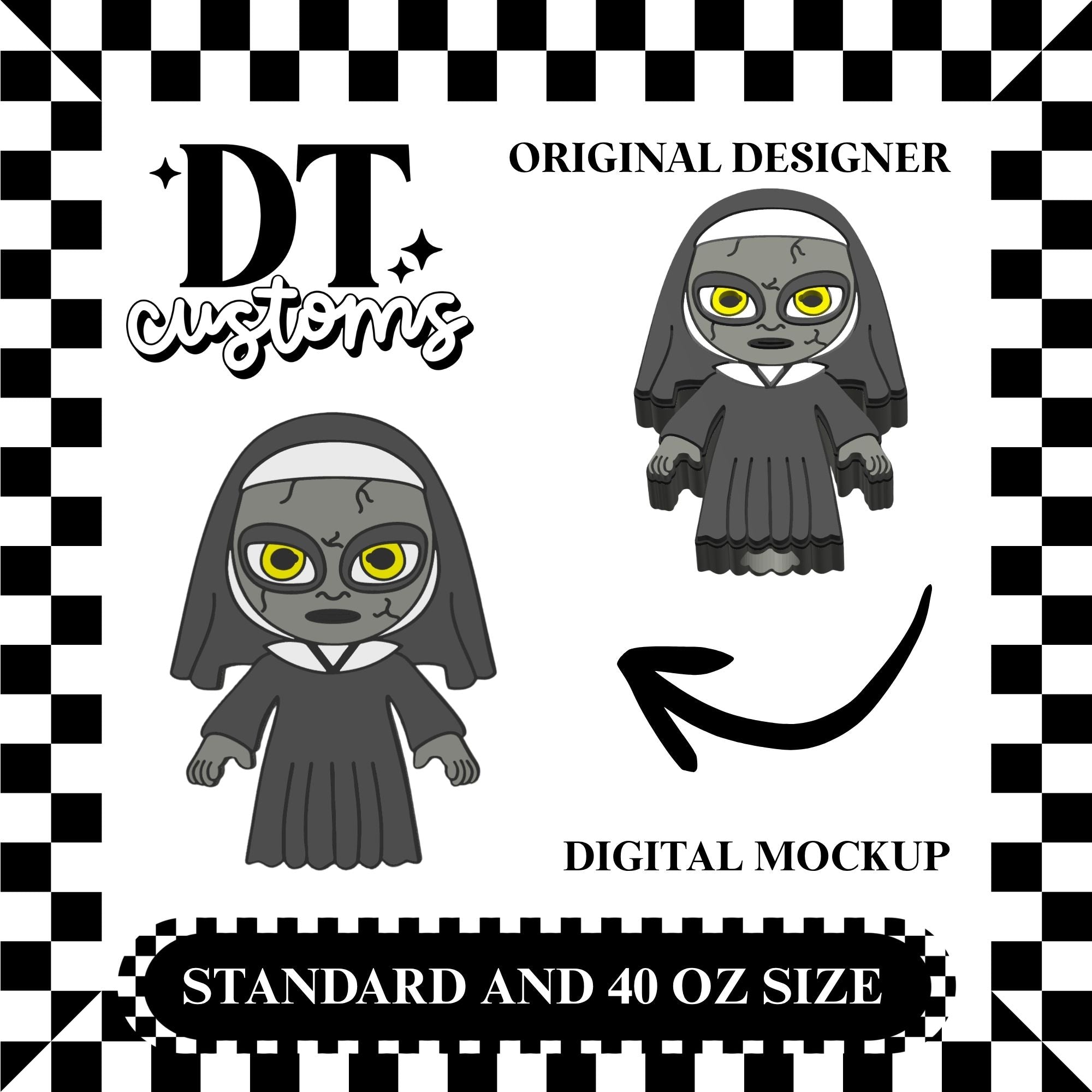 Wholesale Horror Nun Full Straw Topper Designed By DT Customs