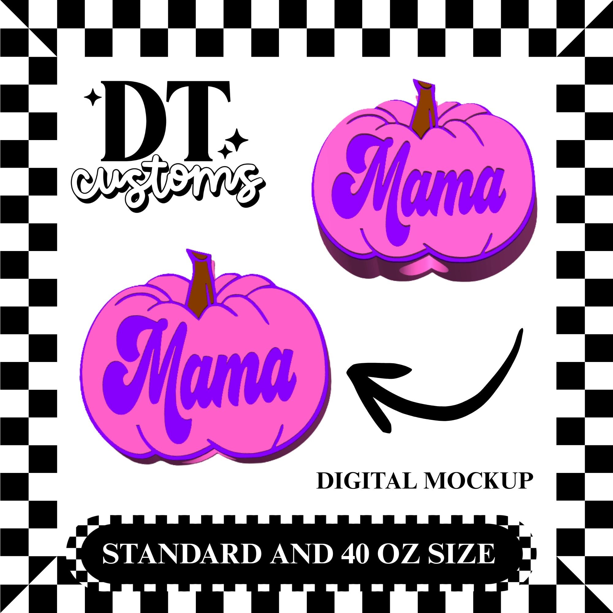 Wholesale Mama Pumpkin 3D Straw Topper