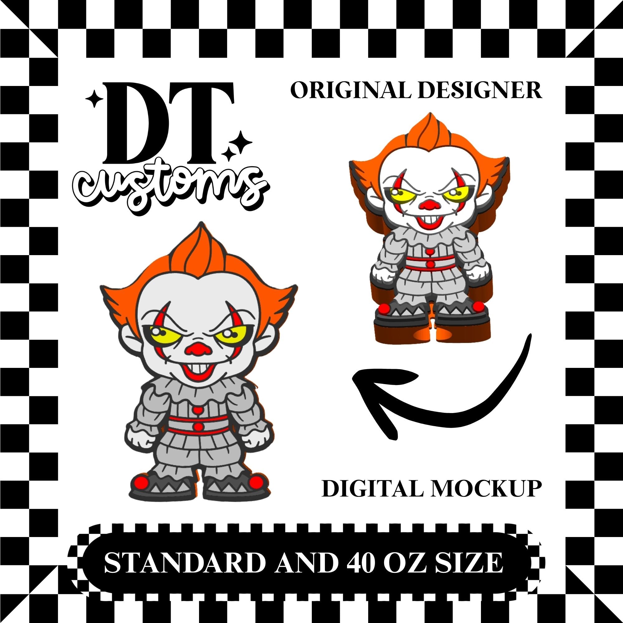 Wholesale Horror Penny Clown Straw Topper Designed By DT Customs