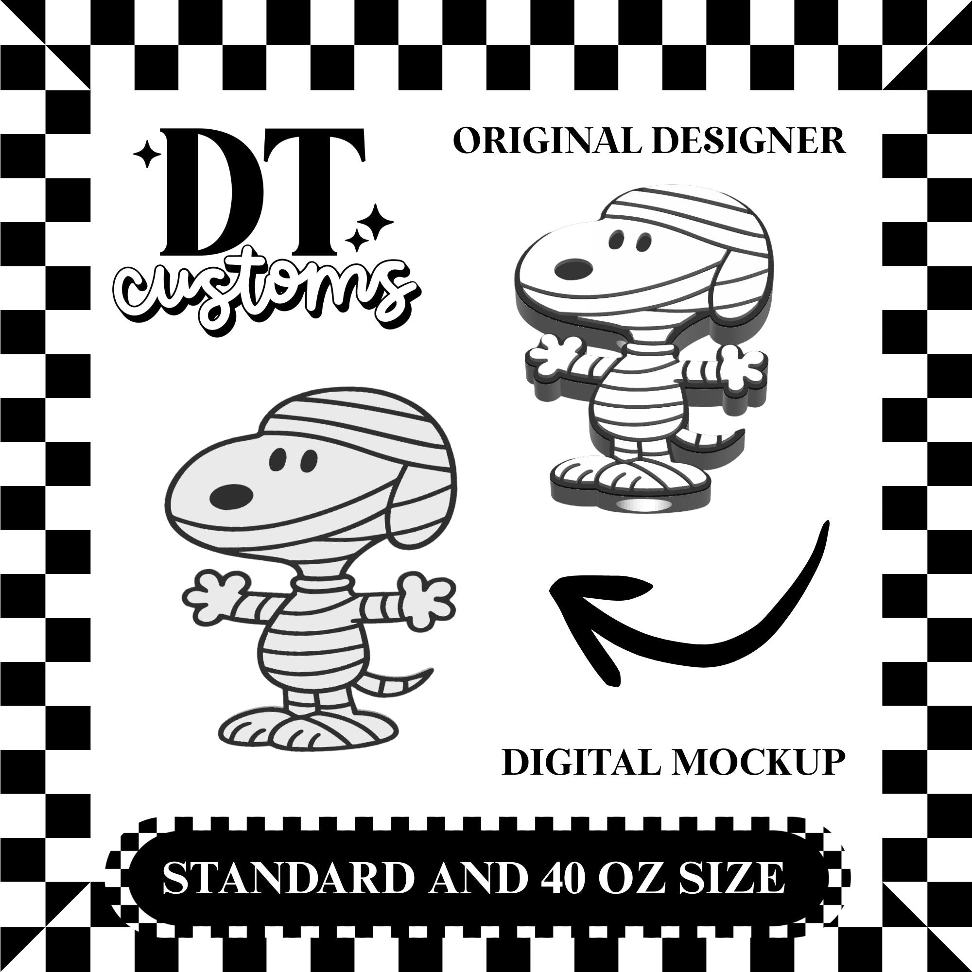 Mummy Snoop Straw Topper 3MF Digital File 2 Sizes