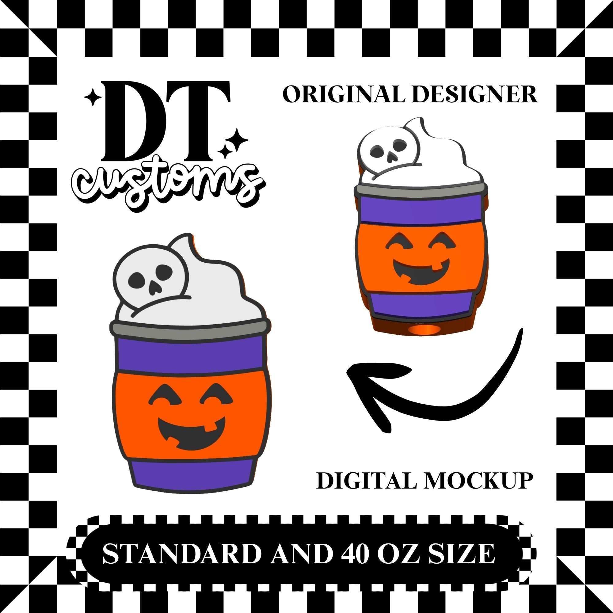 Wholesale Pumpkin Skull Coffee Straw Topper Designed By DT Customs