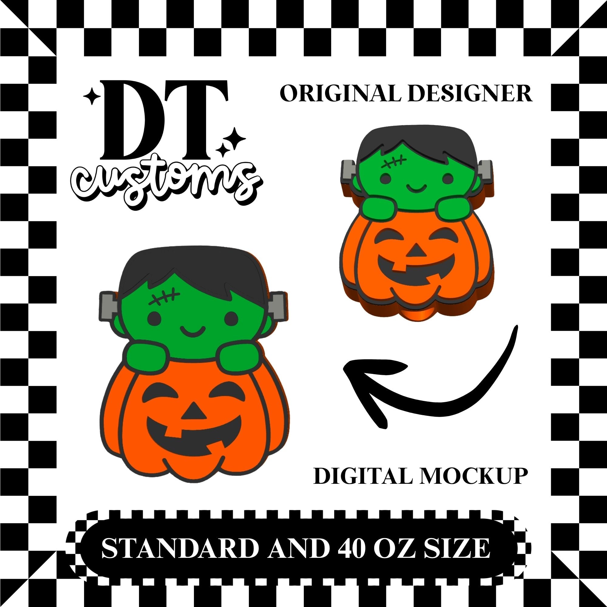 Frank Pumpkin Straw Topper 3MF Digital File 2 Sizes