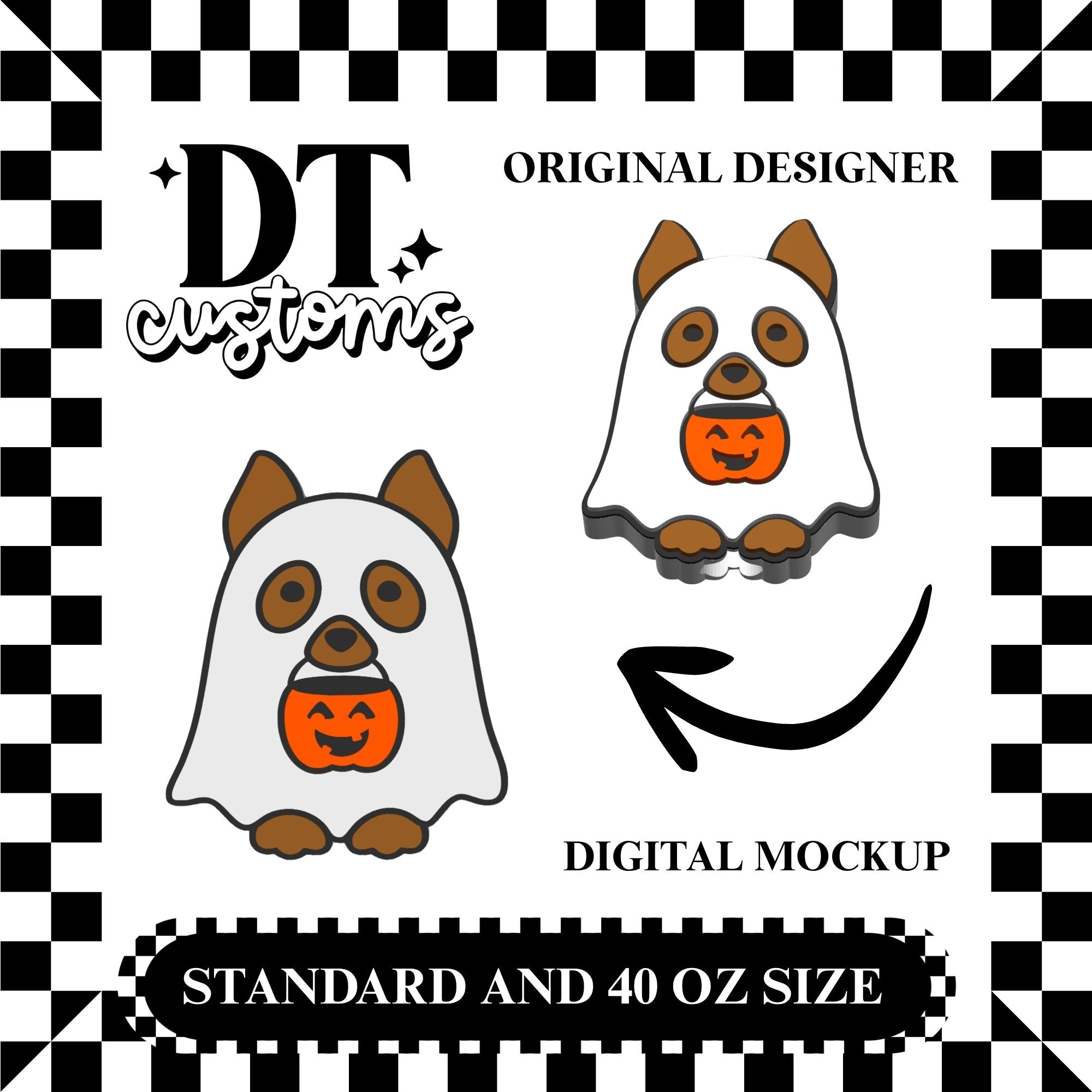Ghost Dog Straw Topper 3MF Digital File 2 Sizes