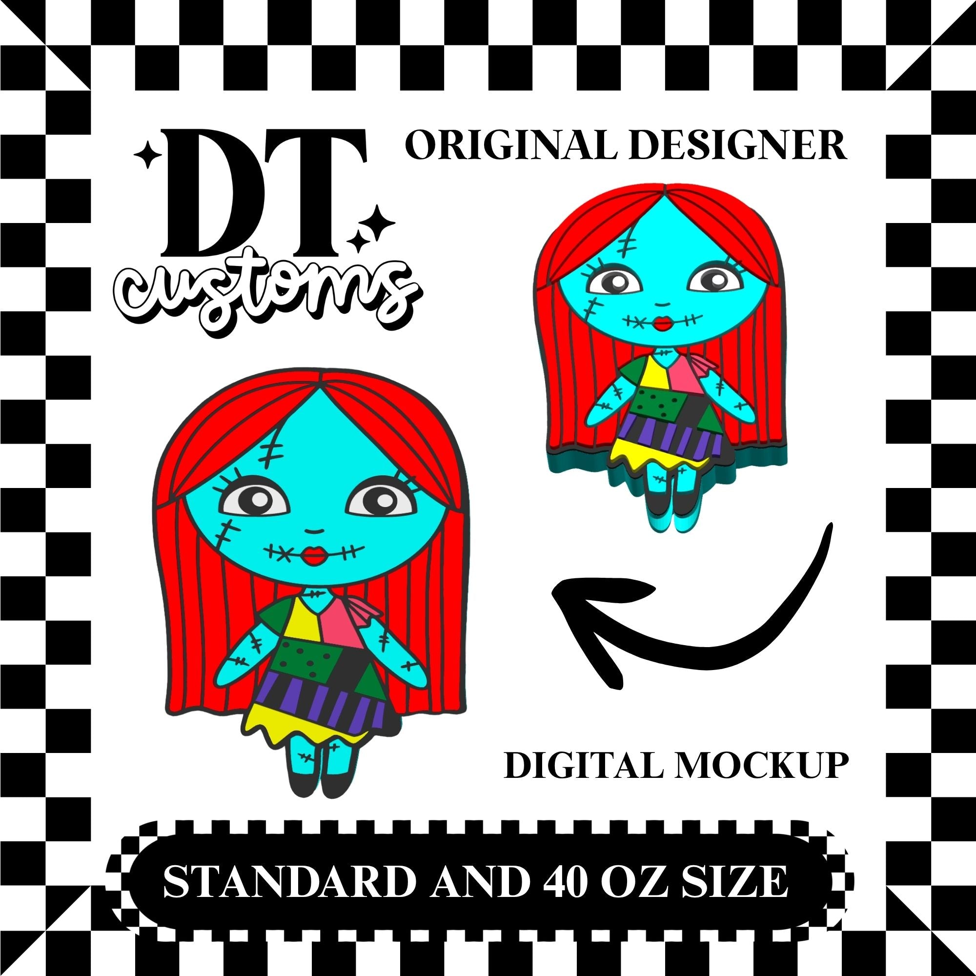 Wholesale Sally 3D Straw Topper Designed By DT Customs
