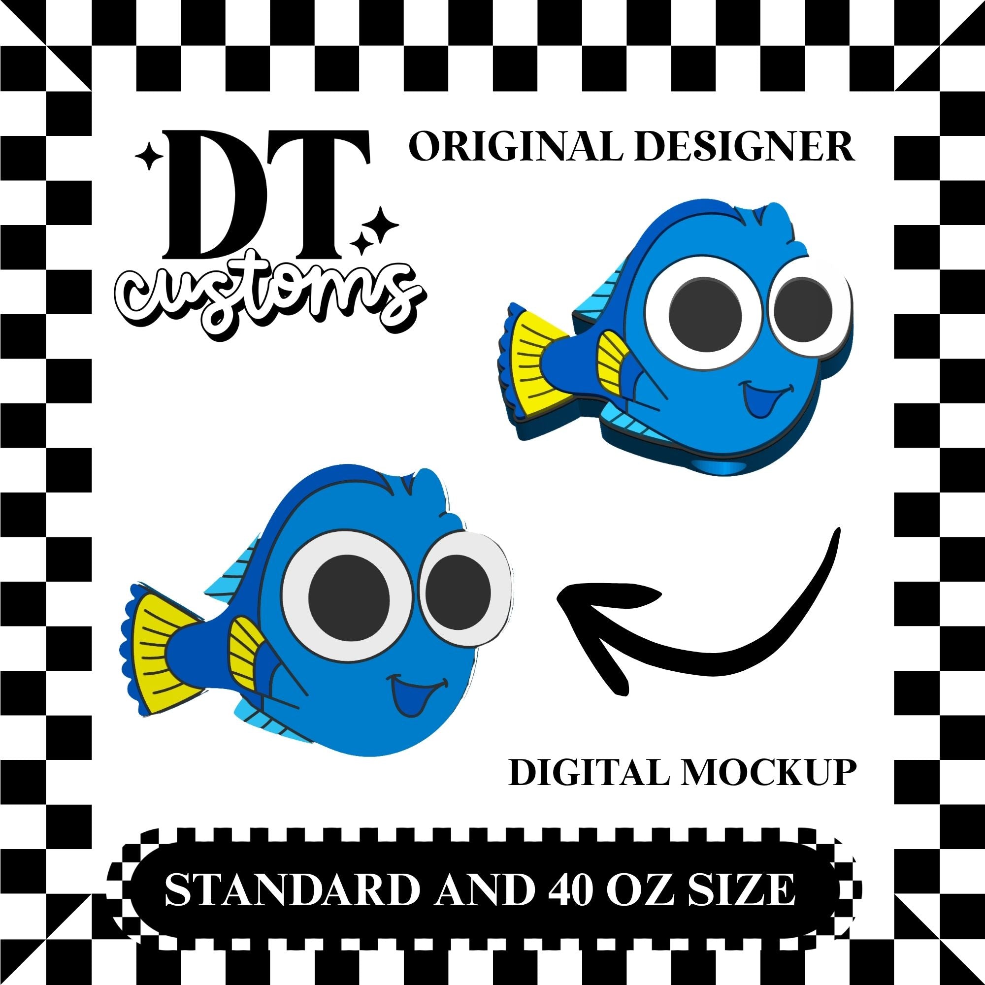 Wholesale Silly Girl Fish 3D Straw Topper Designed By DT Customs