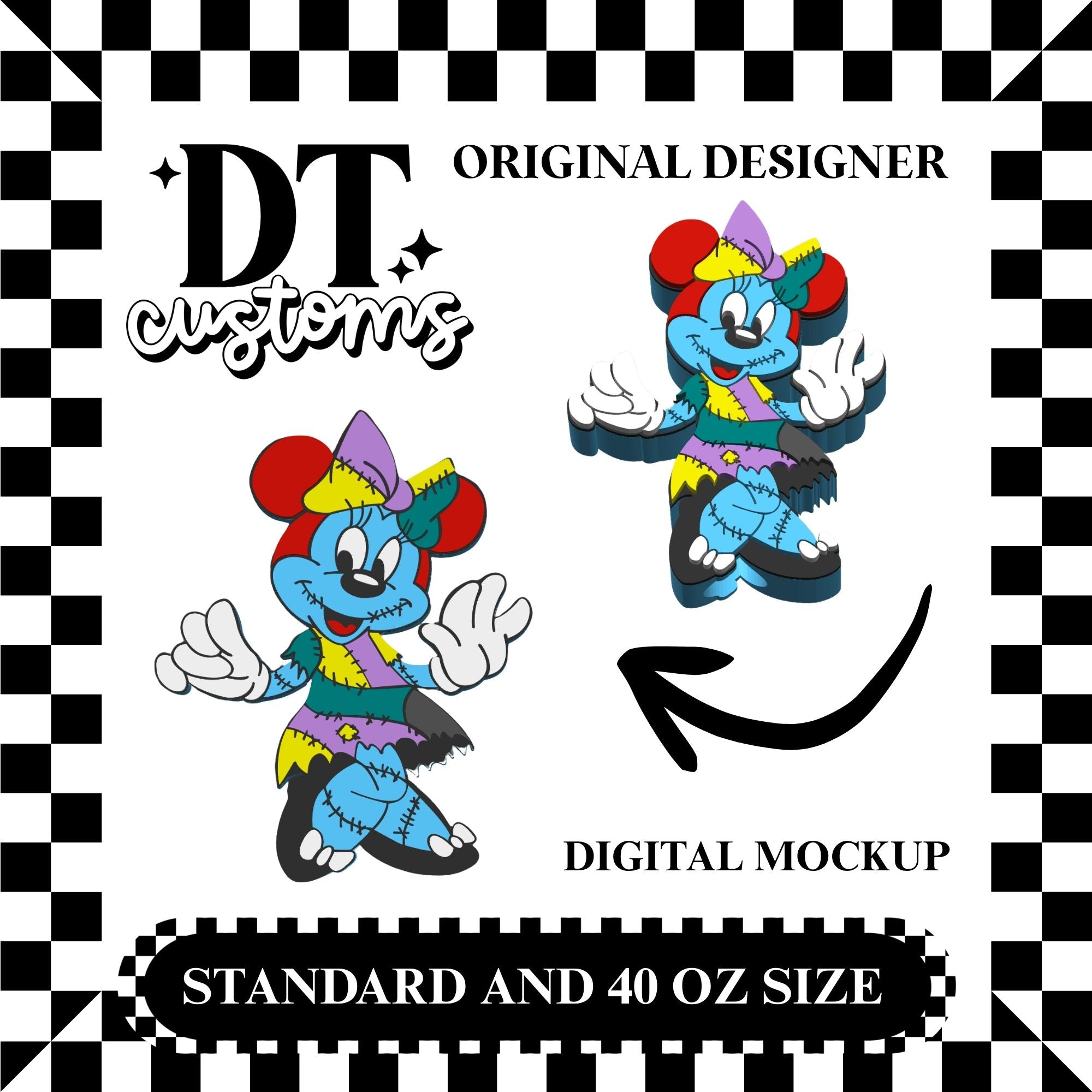 Wholesale Girl Mouse Sally 3D Straw Topper Designed By DT Customs