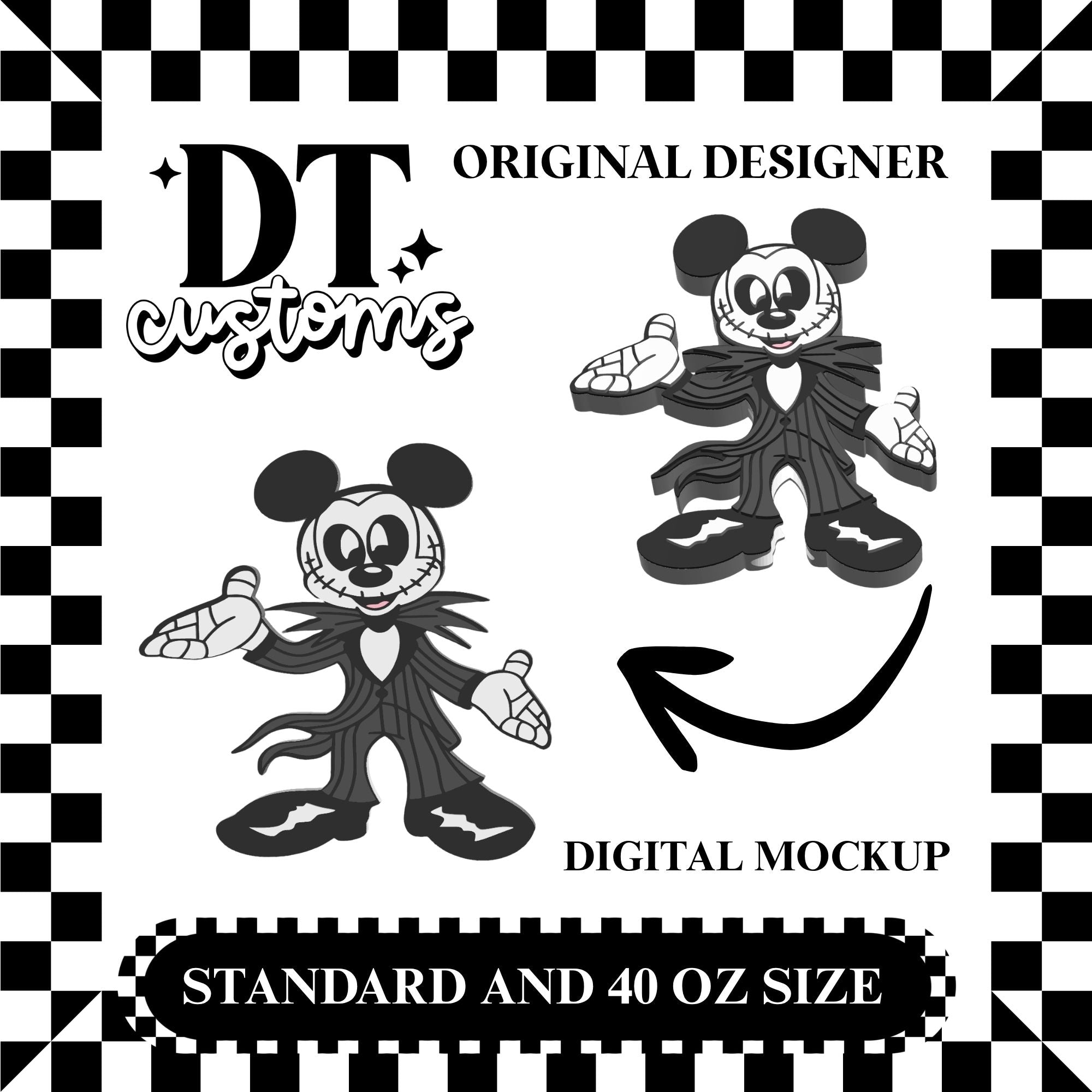 Wholesale Boy Mouse Jack 3D Straw Topper Designed By DT Customs