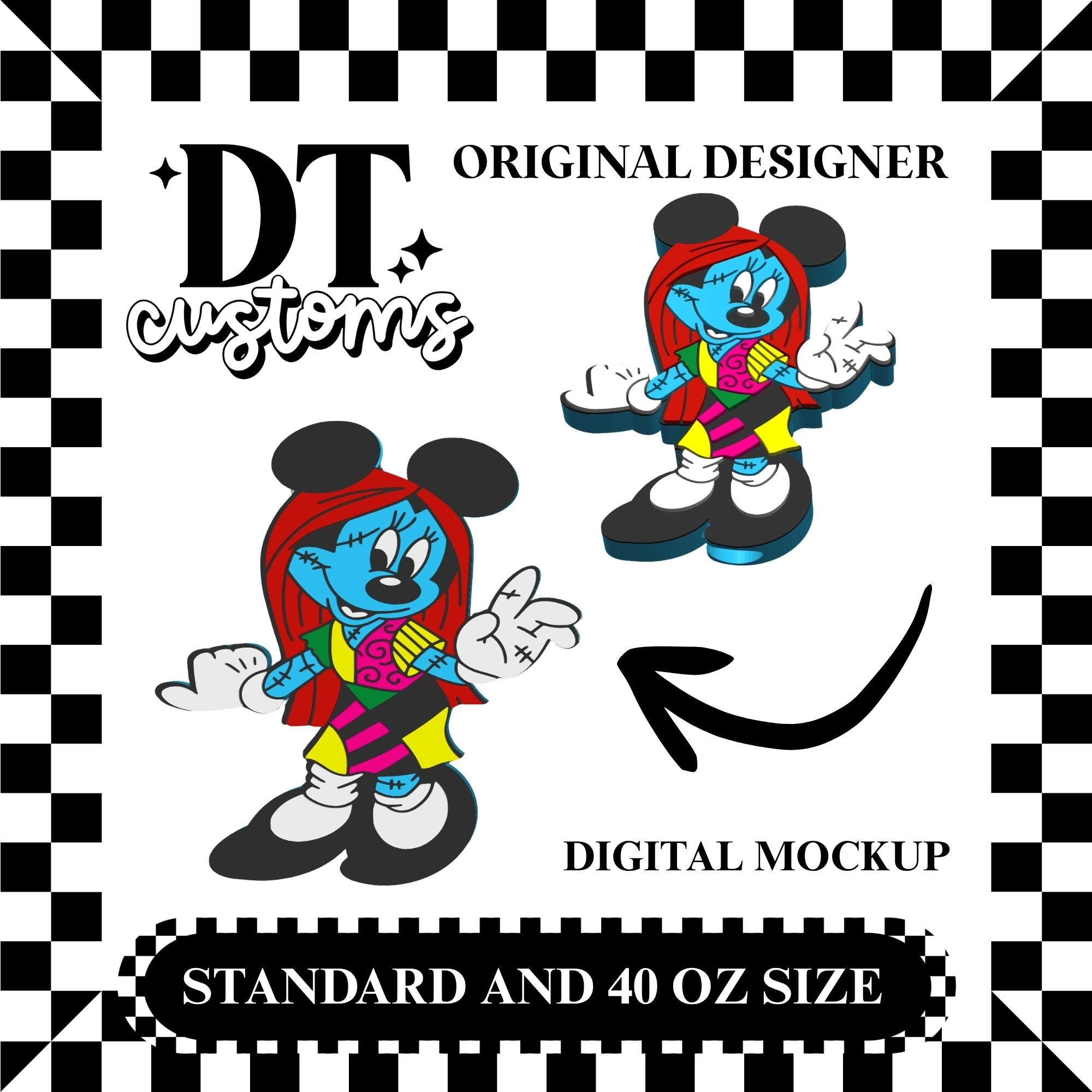 Wholesale Girl Mouse Sally Version 2 3D Straw Topper Designed By DT Customs