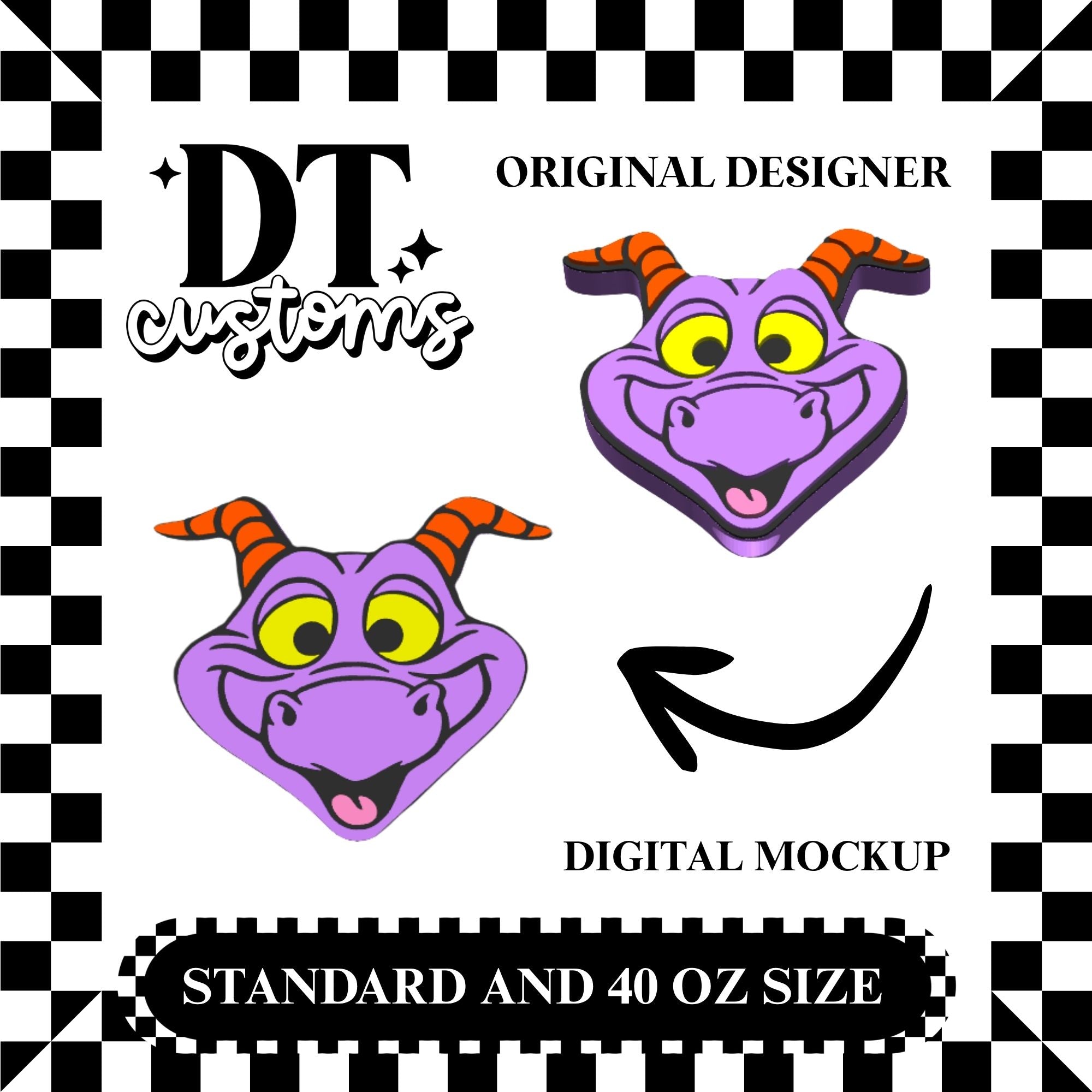 Wholesale Figment Dragon 3D Straw Topper Designed By DT Customs