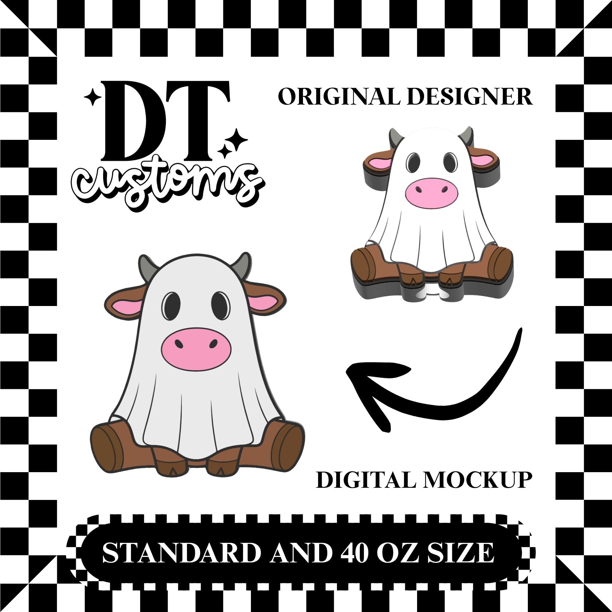 Wholesale Ghostie Moo 3D Straw Topper Designed By DT Customs