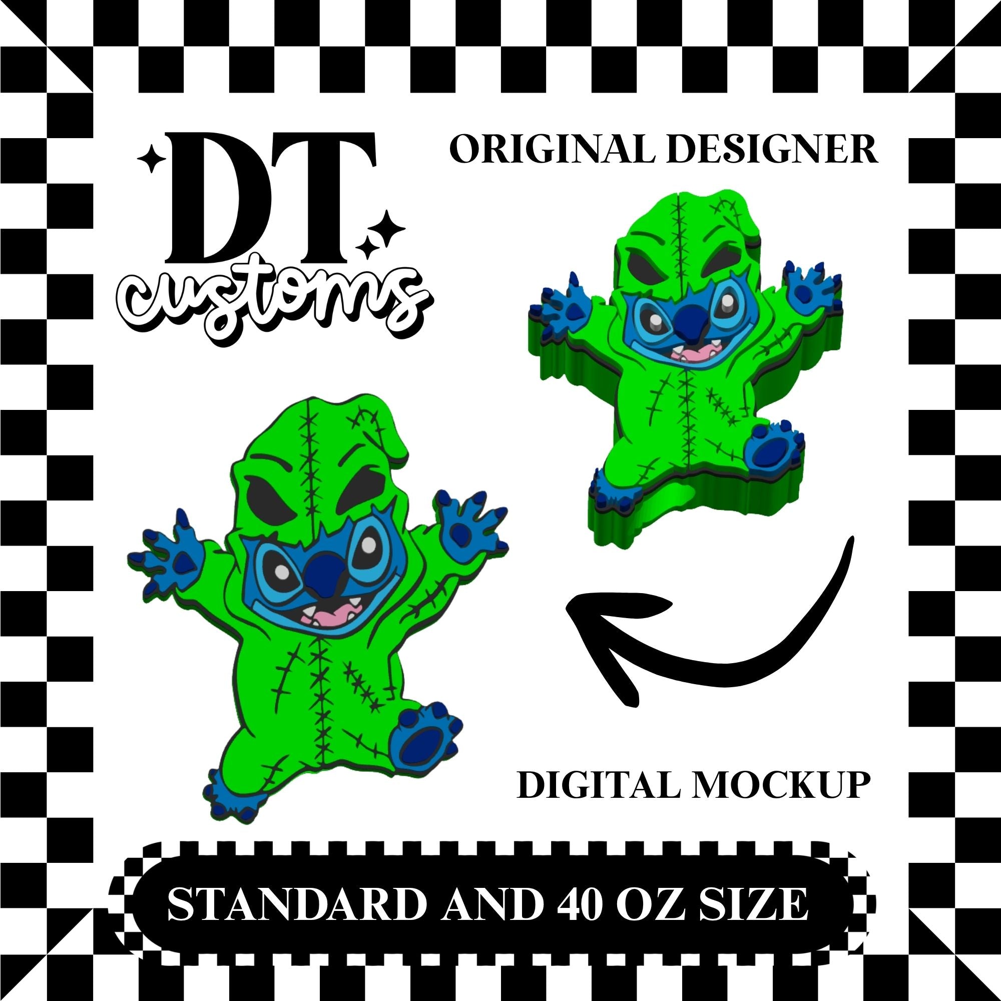 Wholesale Green Oog Blue Alien 3D Straw Topper Designed By DT Customs
