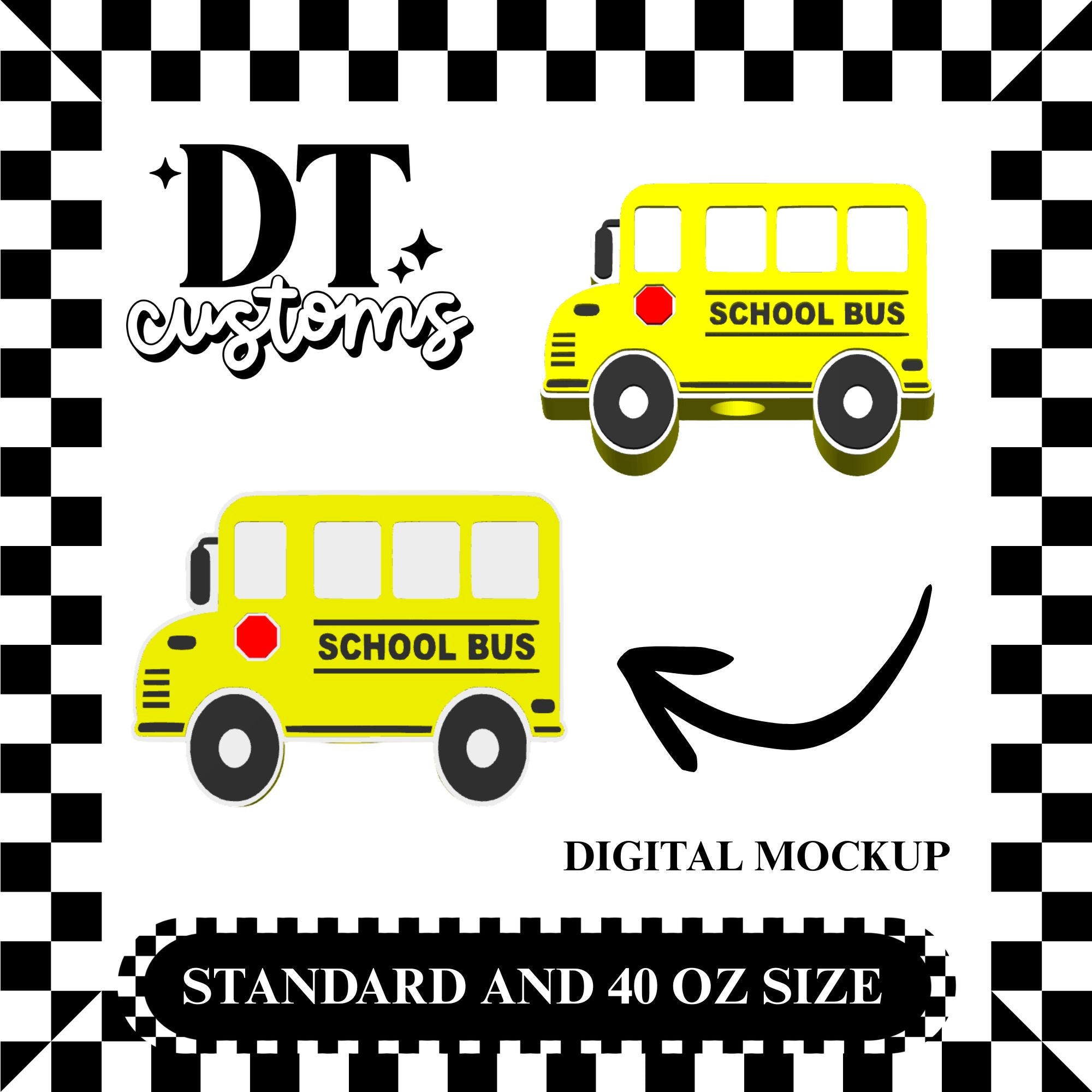 Wholesale School Bus 3D Straw Topper