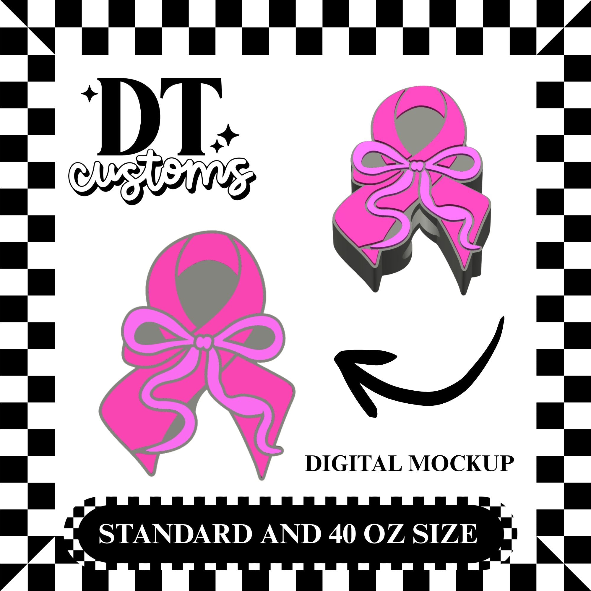 Wholesale Cancer Coquette Ribbon 3D Straw Topper