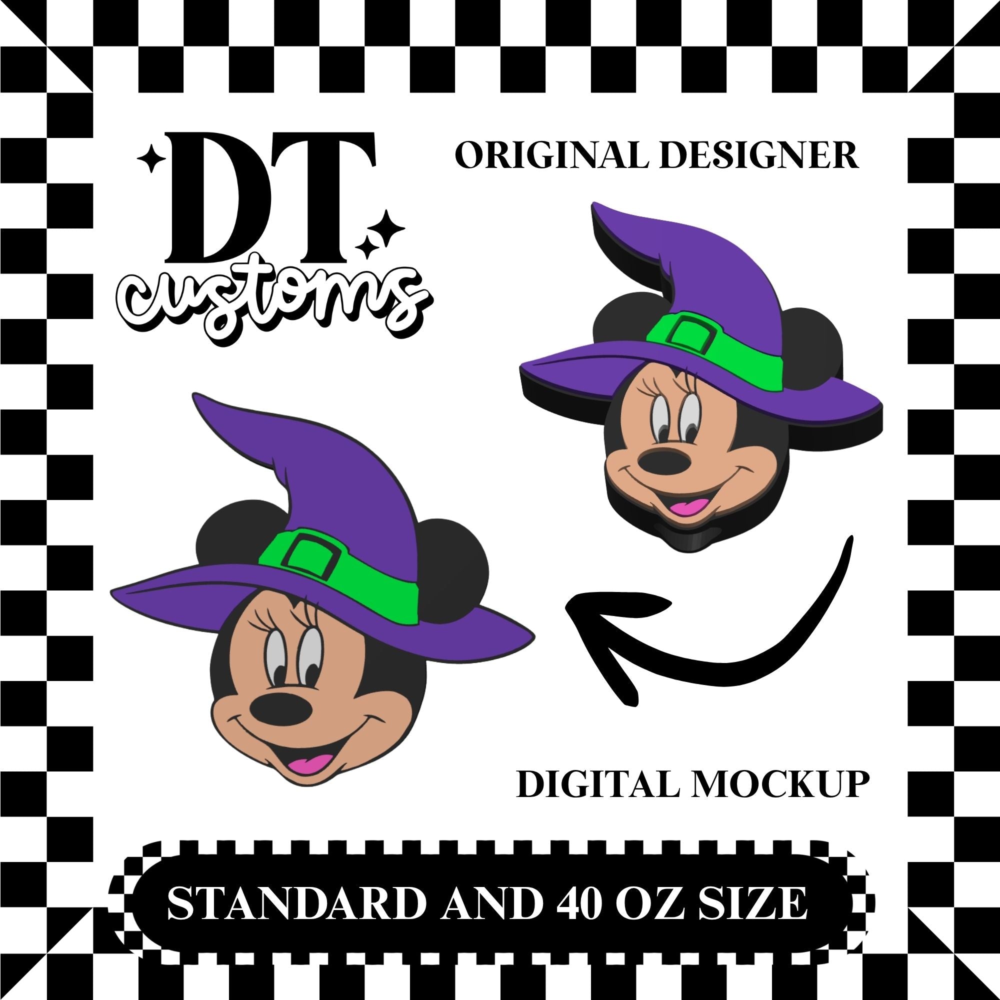Wholesale Witch Girl Mouse 3D Straw Topper Designed By DT Customs