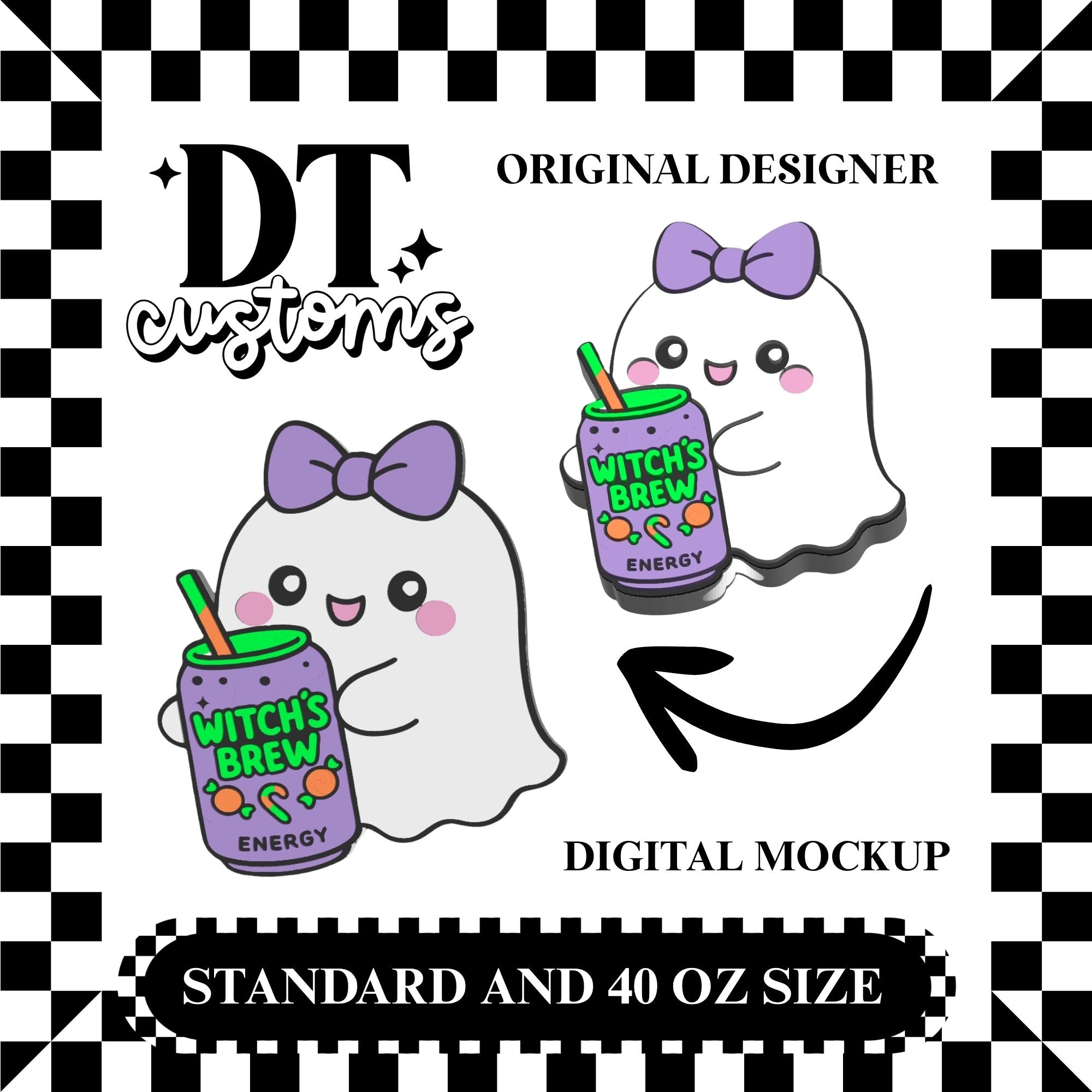 Wholesale Witch's Brew Ghost 3D Straw Topper Designed By DT Customs