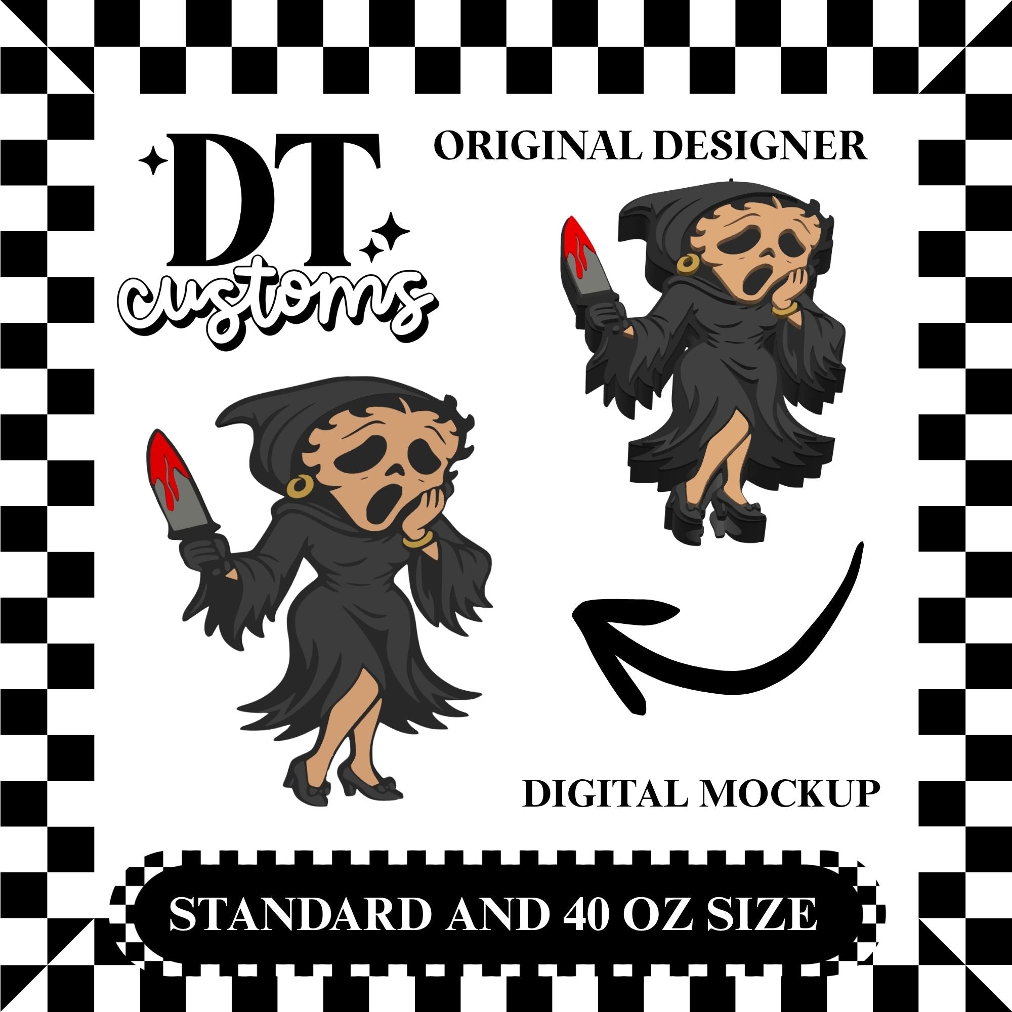 Wholesale Scream Betty 3D Straw Topper Designed By DT Customs