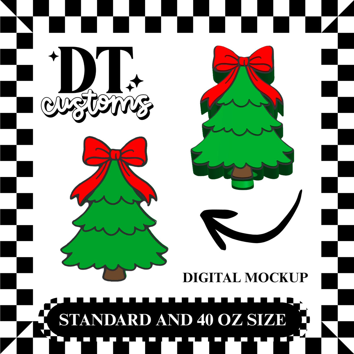 Wholesale Green Christmas Tree Coquette 3D Straw Topper