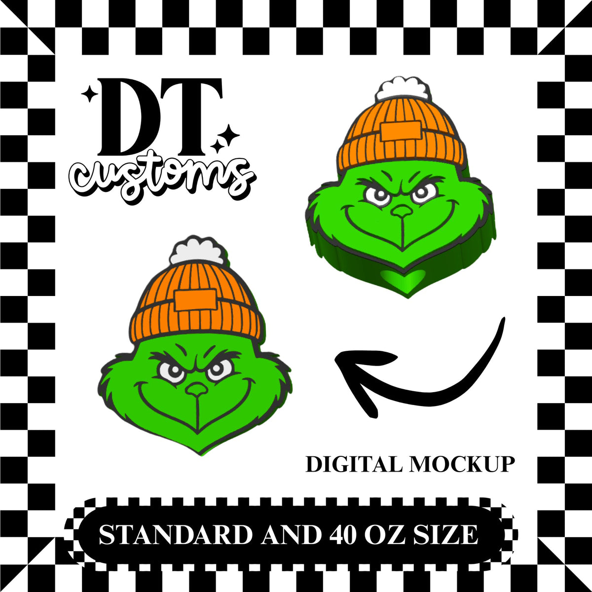 Wholesale Orange Beanie Grouch 3D Straw Topper