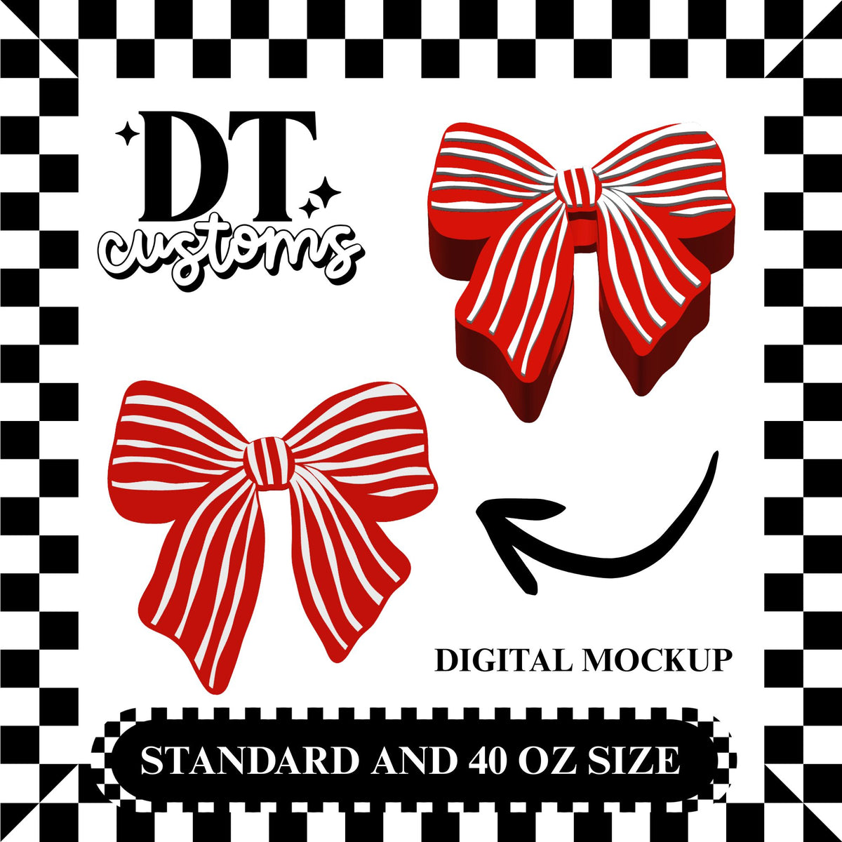 Wholesale Red Striped Bow 3D Straw Topper