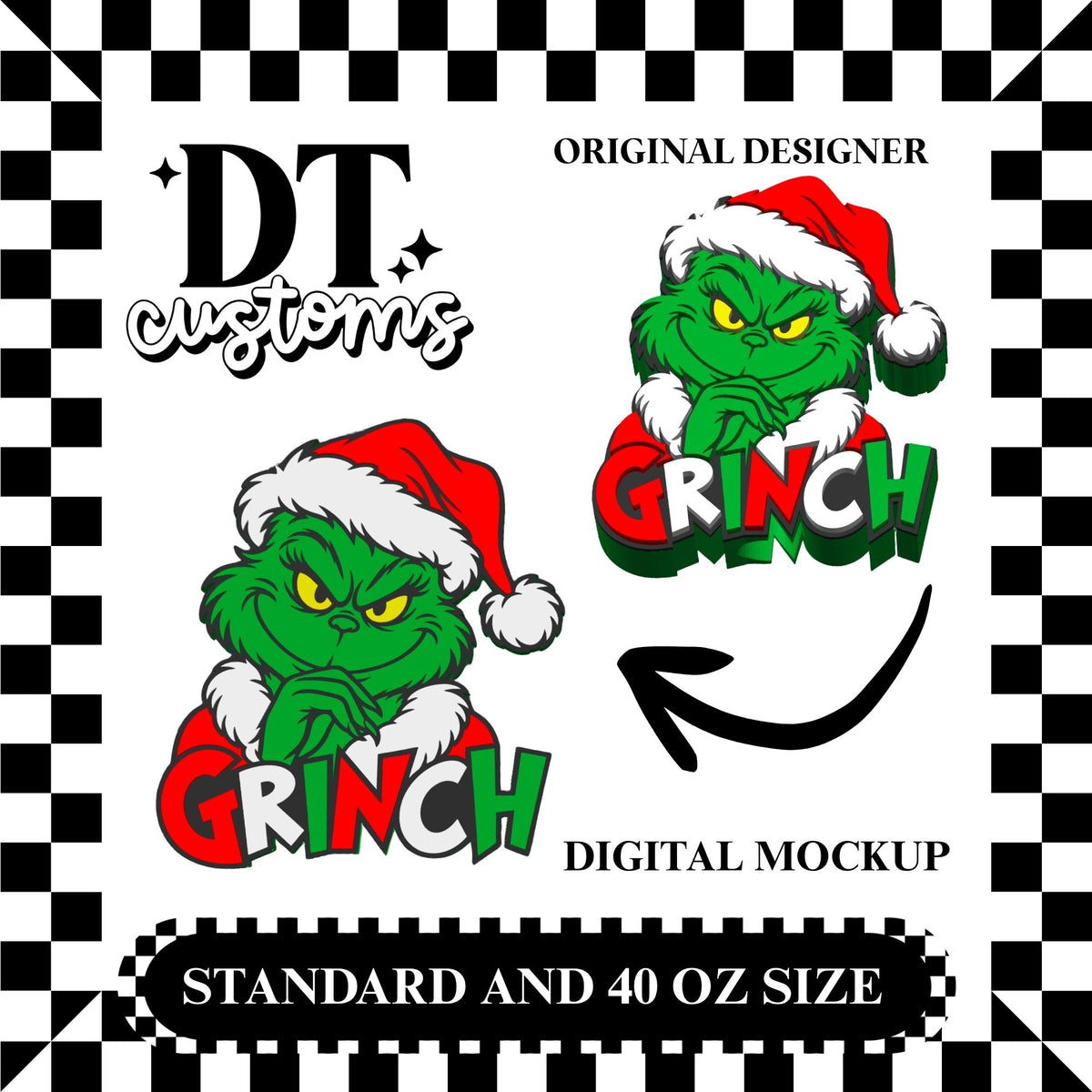Wholesale Dark Green Christmas Meanie 3D Straw Topper Designed By DT Customs