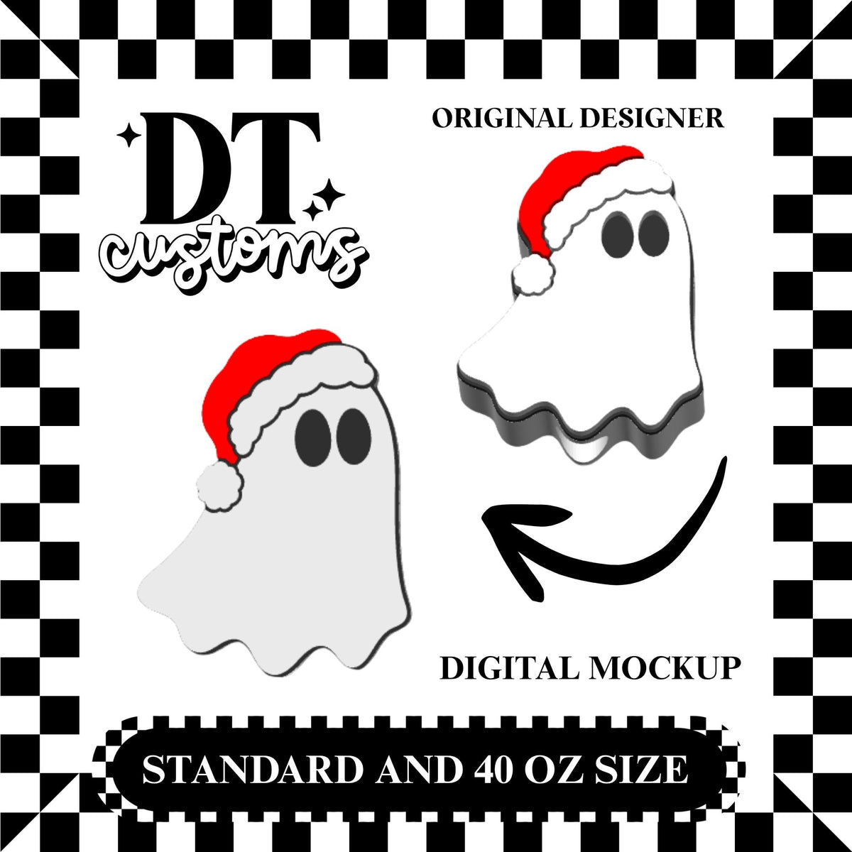 Wholesale Side Floating Santa Ghost 3D Straw Topper Designed By DT Customs