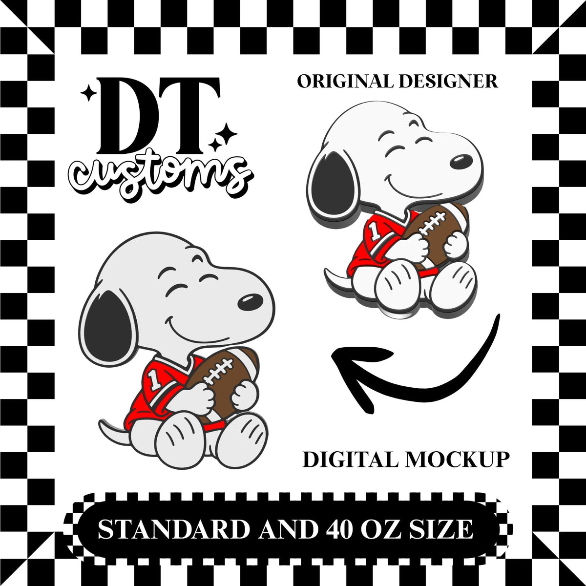 Wholesale Red Football Jersey Snoop 3D Straw Topper Designed By DT Customs