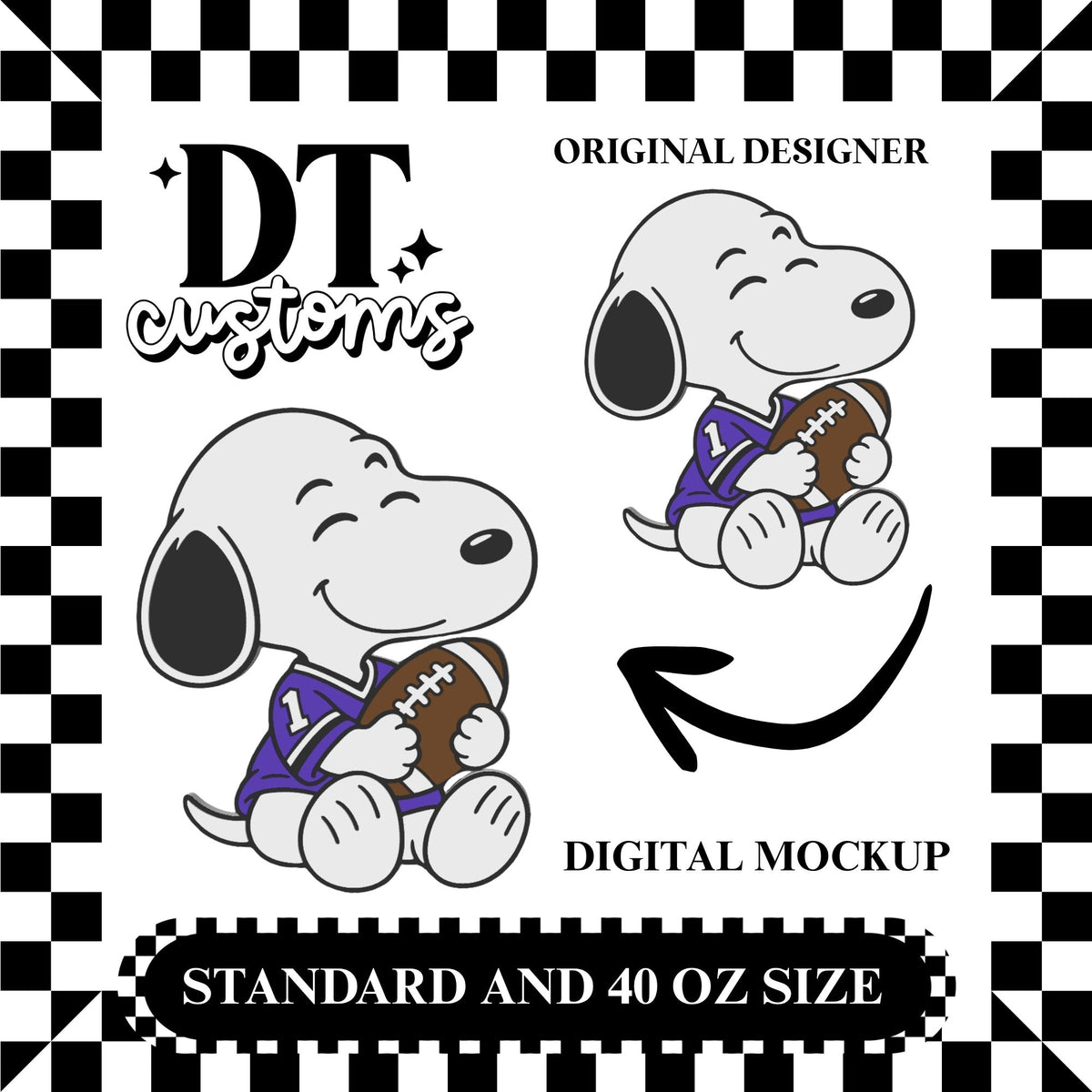 Wholesale Purple Football Jersey Snoop 3D Straw Topper Designed By DT Customs