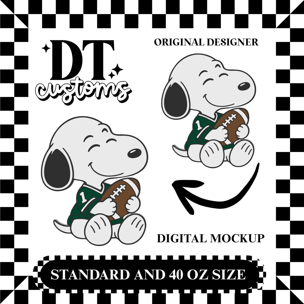 Wholesale Green Football Jersey Snoop 3D Straw Topper Designed By DT Customs