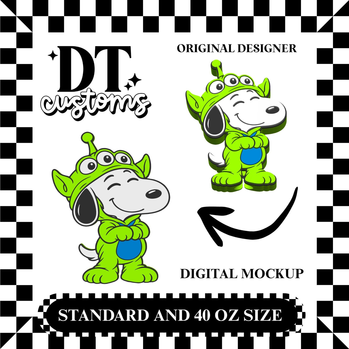 Wholesale TS Alien Snoop 3D Straw Topper Designed By DT Customs