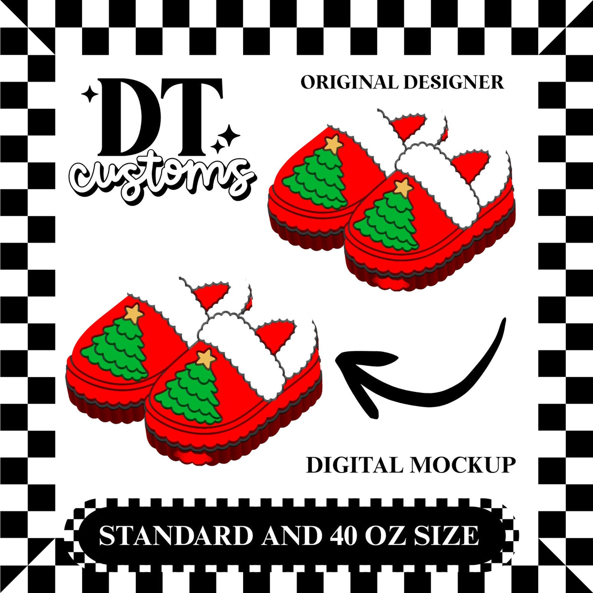 Wholesale Christmas Tree Slippers 3D Straw Topper Designed By DT Customs