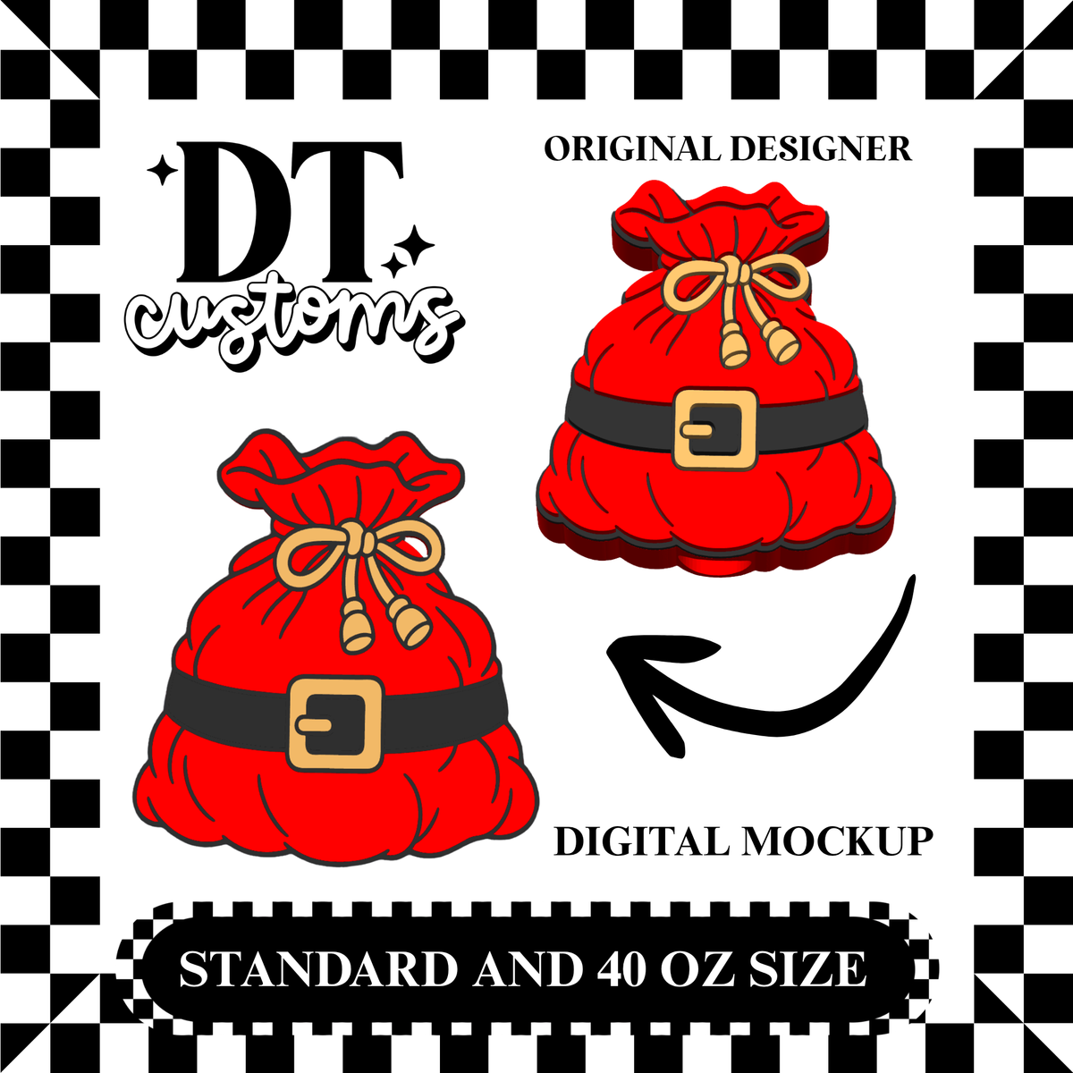 Wholesale Santa Sack 3D Straw Topper Designed By DT Customs