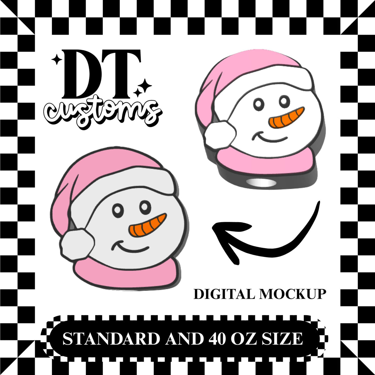 Wholesale Pink Snowman 3D Straw Topper