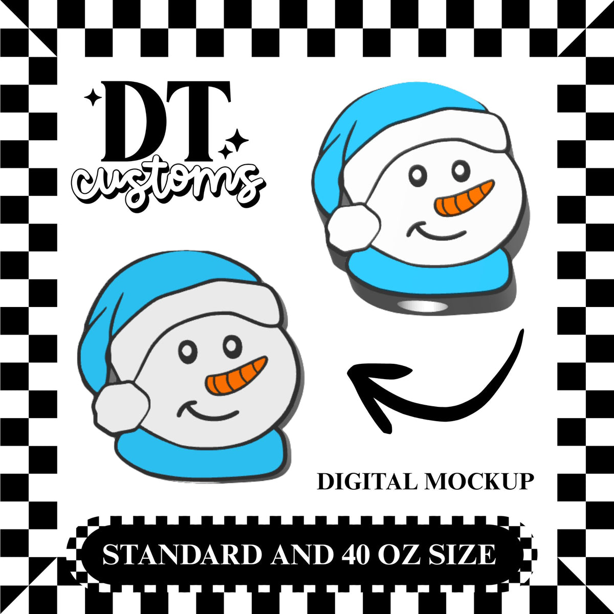 Wholesale Blue Snowman 3D Straw Topper