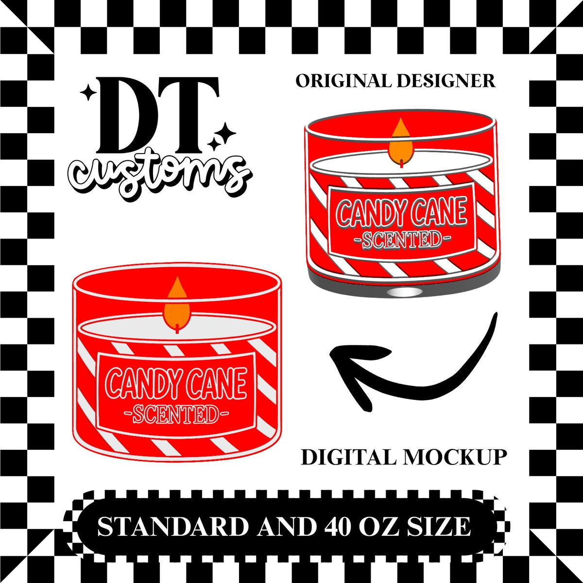 Wholesale Candy Cane Candle 3D Straw Topper Designed By DT Customs