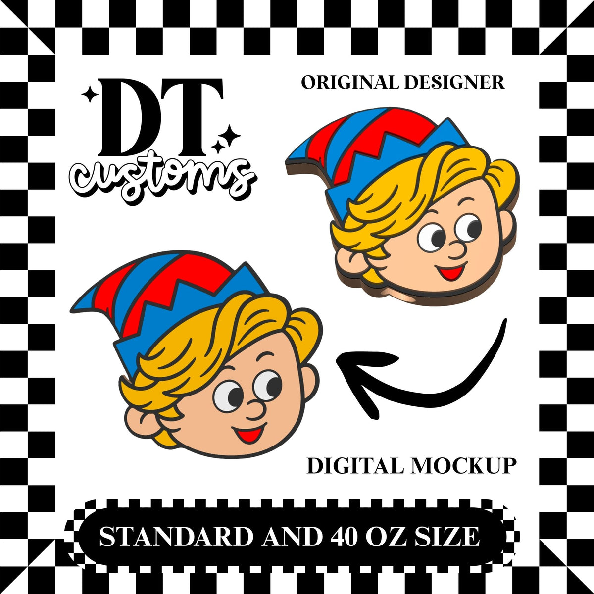 Wholesale Hermey RRNR Boy 3D Straw Topper Designed By DT Customs